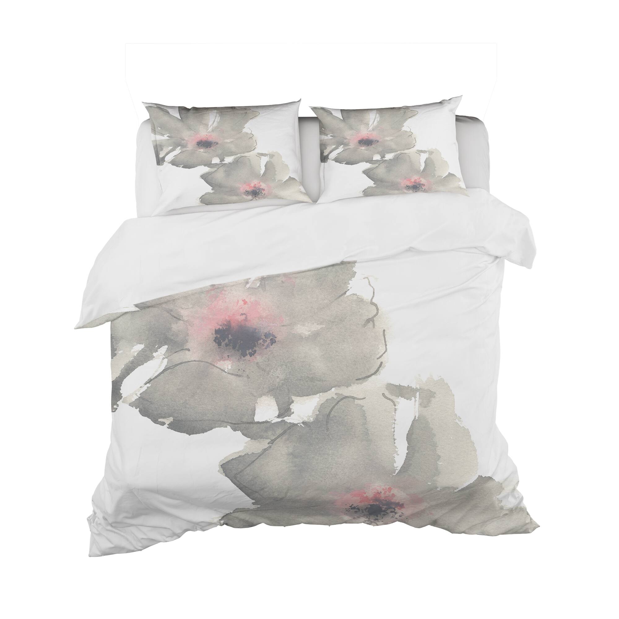 Designart &#x27;Shabby Gray Blush Cosmo II&#x27; Shabby Bedding Set - Duvet Cover &#x26; Shams