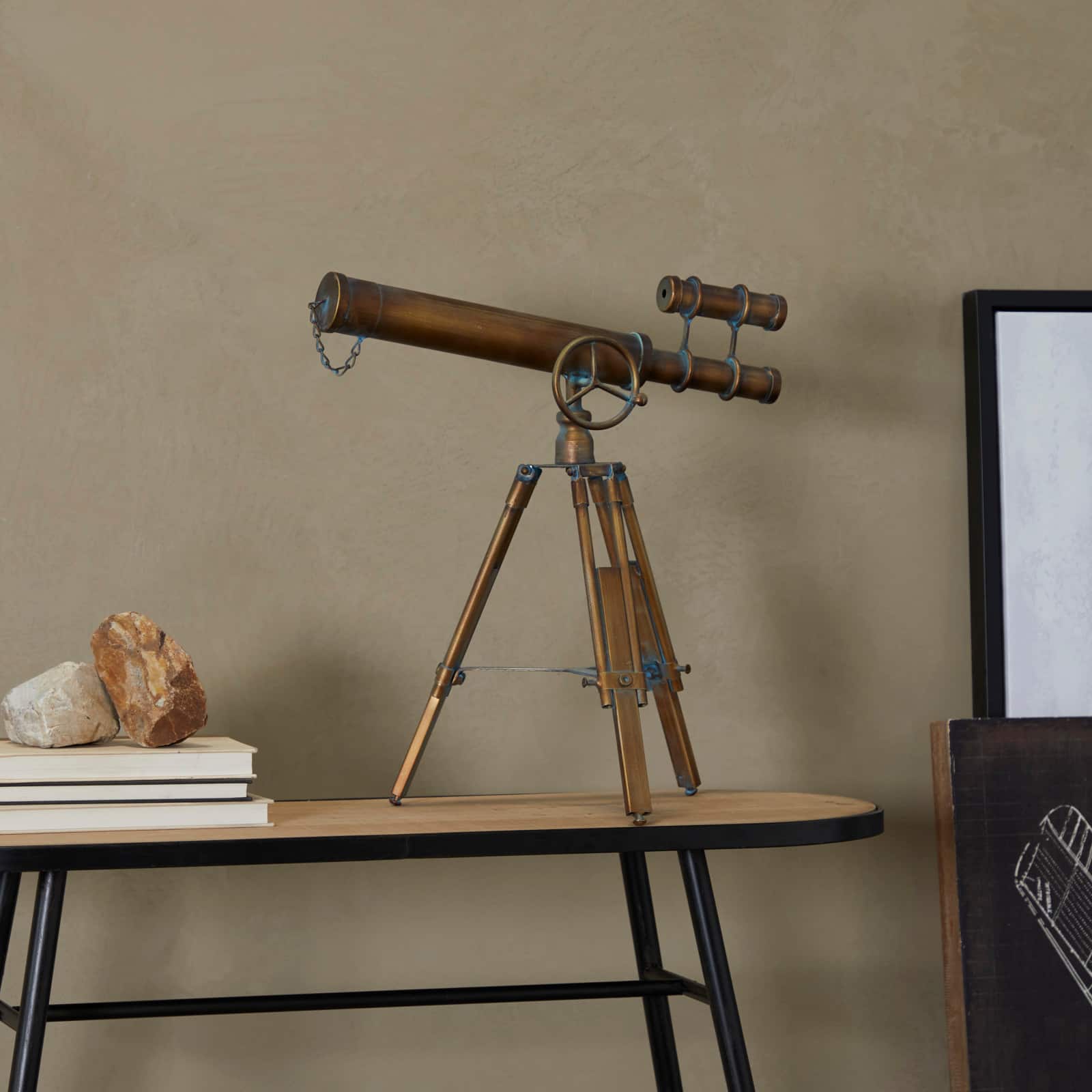 18&#x22; Brass Metal Telescope Decoration