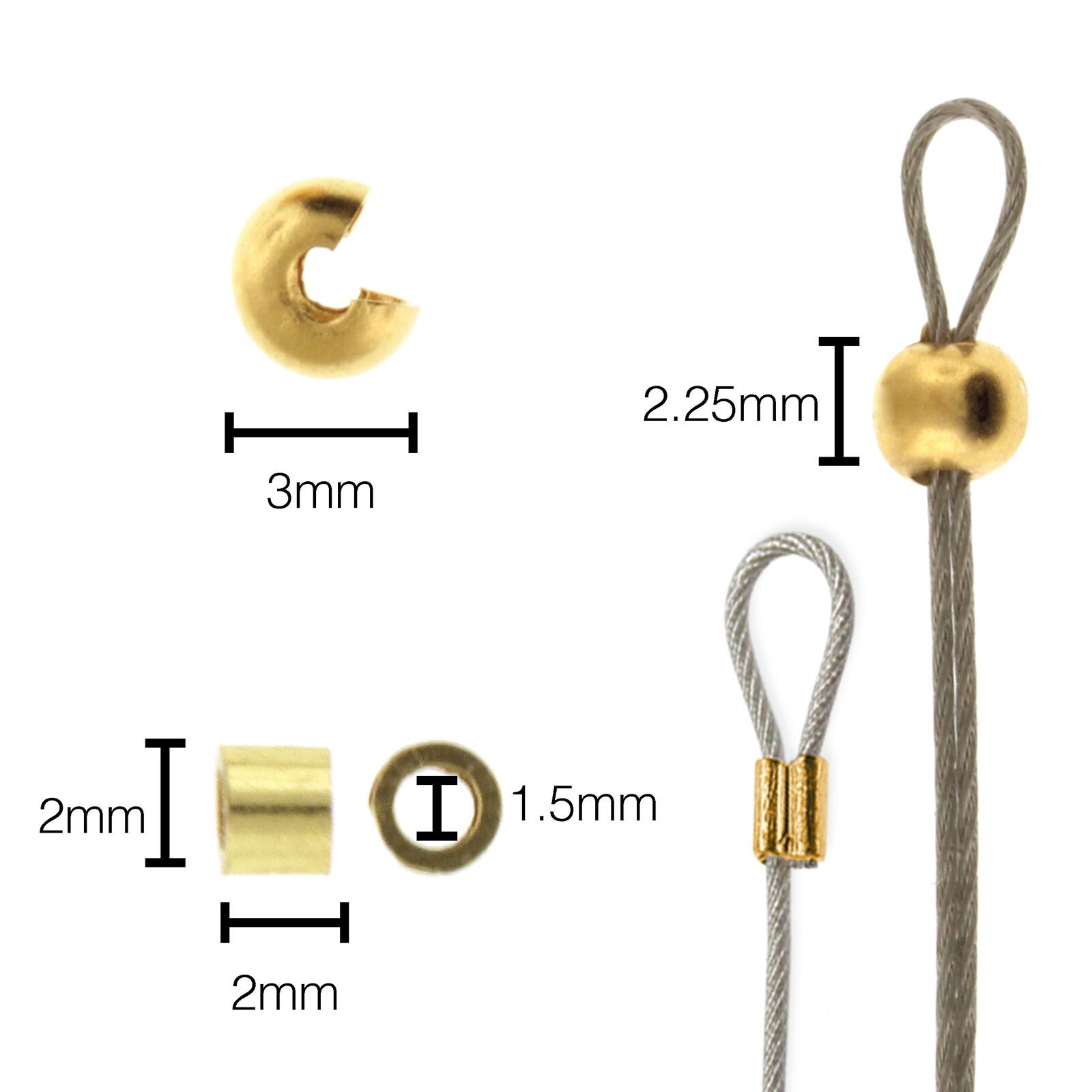 The Beadsmith® Basic Elements™ Gold-Plated Smooth Crimp Tubes & 3mm Covers