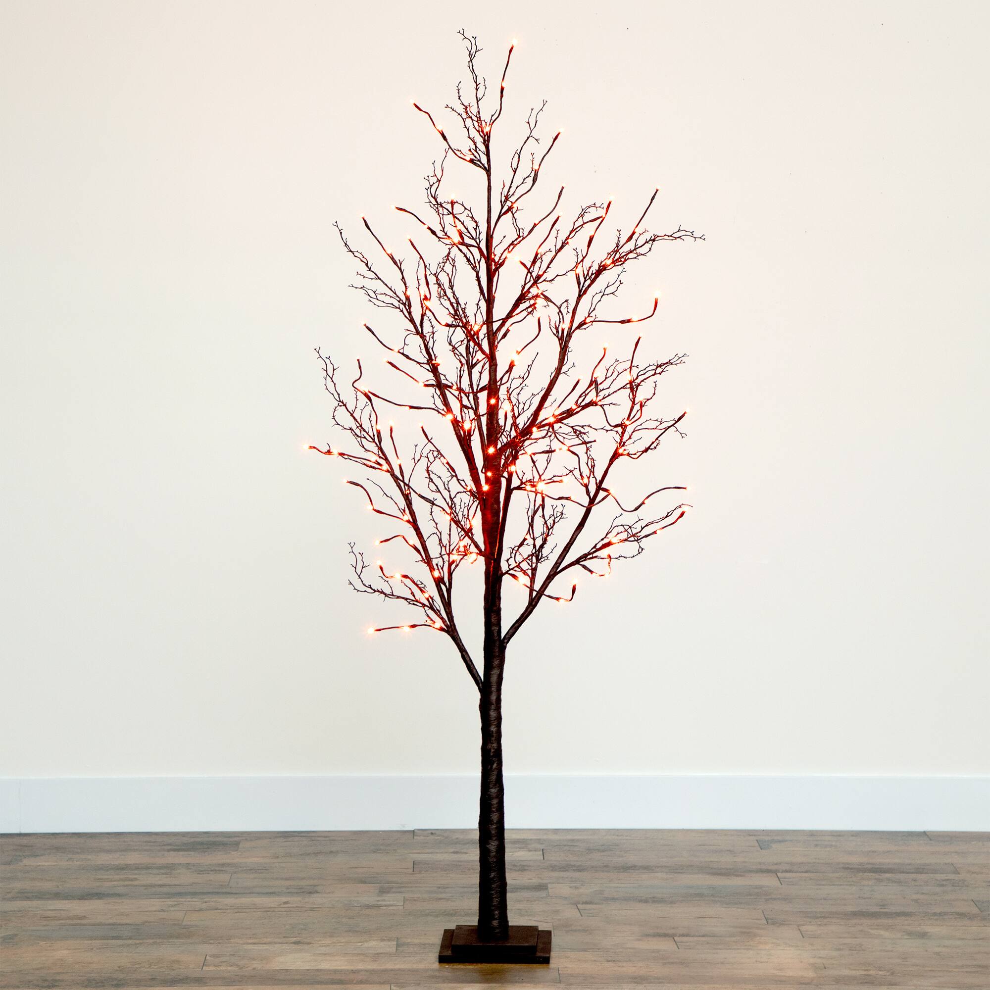 6ft. Pre-Lit LED Black Twig Artificial Halloween Tree