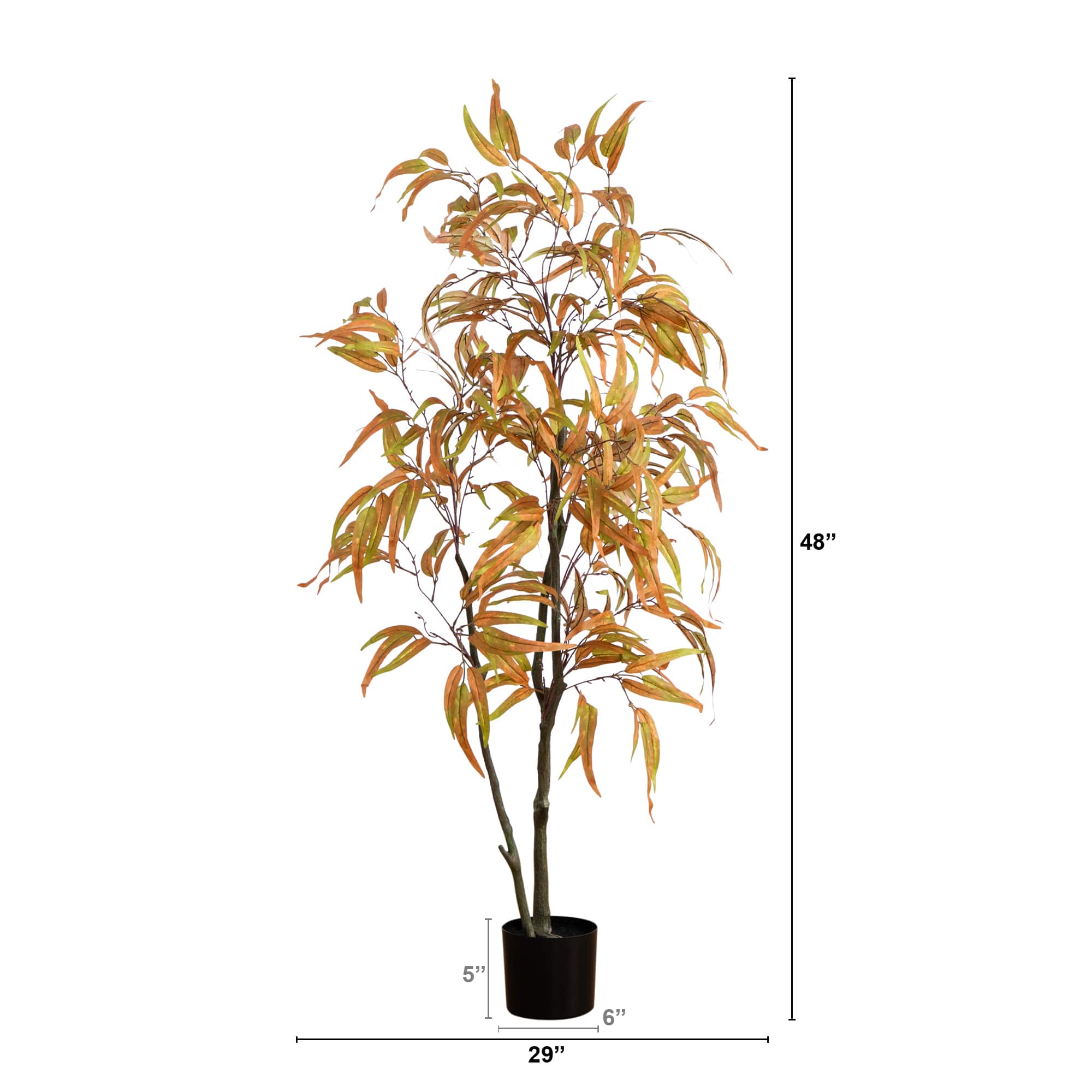5ft. Green &#x26; Orange Autumn Wispy Eucalyptus Artificial Potted Tree