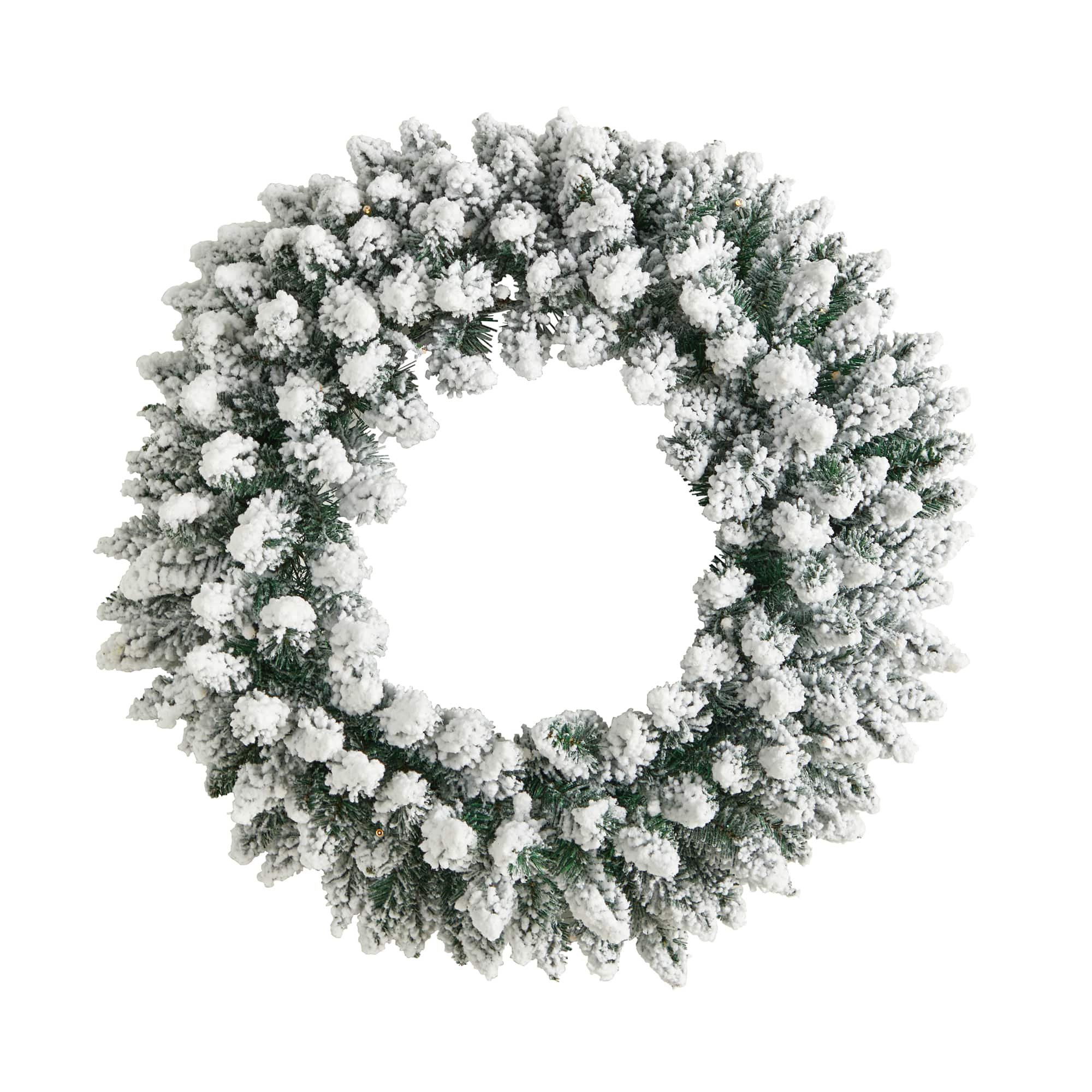 24&#x22; White LED Lights Flocked Artificial Christmas Wreath