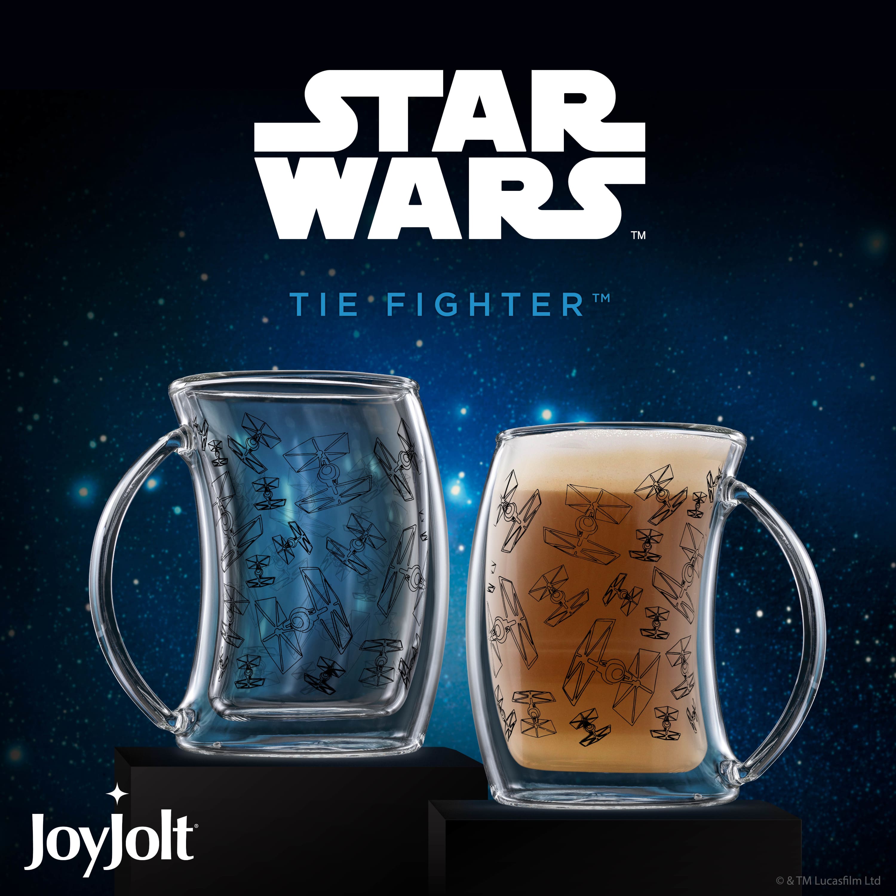 JoyJolt&#xAE; Star Wars&#x2122; TIE Fighter&#x2122; 2oz. Double Wall Glass Mugs, 2ct.