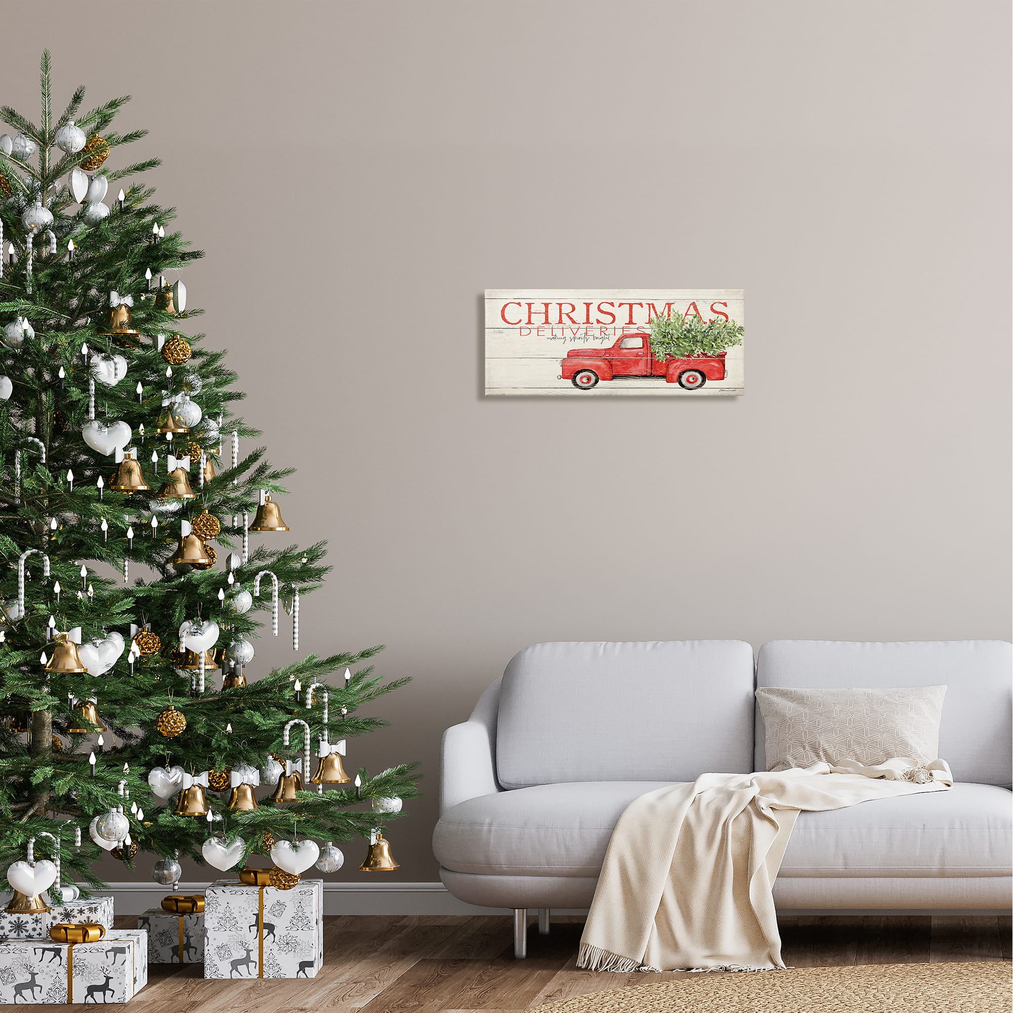 Stupell Industries Christmas Deliveries Red Truck Canvas Wall Art