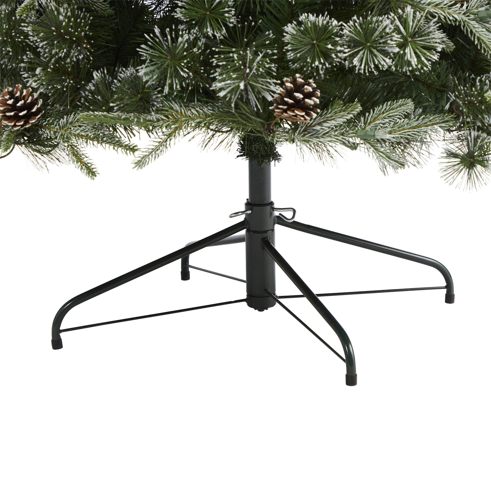 7.5ft. Pre-Lit Snowed Tipped Clermont Mixed Pine & Pinecones Artificial Christmas Tree with Clear LED Lights