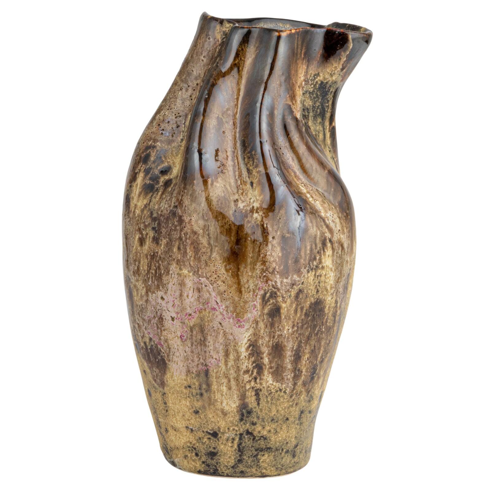 Hello Honey&#xAE; 10.5&#x22; Multicolor Hand-Painted Stoneware Organic Vase with Reactive Glaze