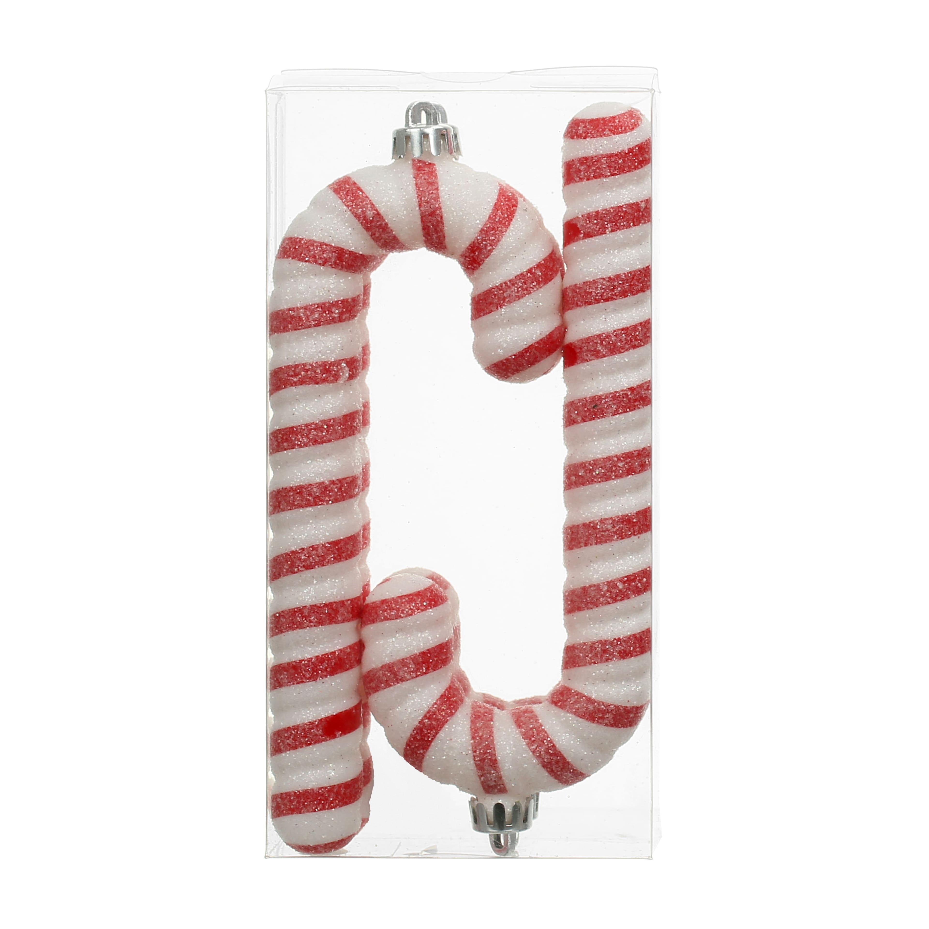 4 Pack 6.6&#x22; Red &#x26; White Glitter Shatterproof Candy Cane Ornaments by Ashland&#xAE;