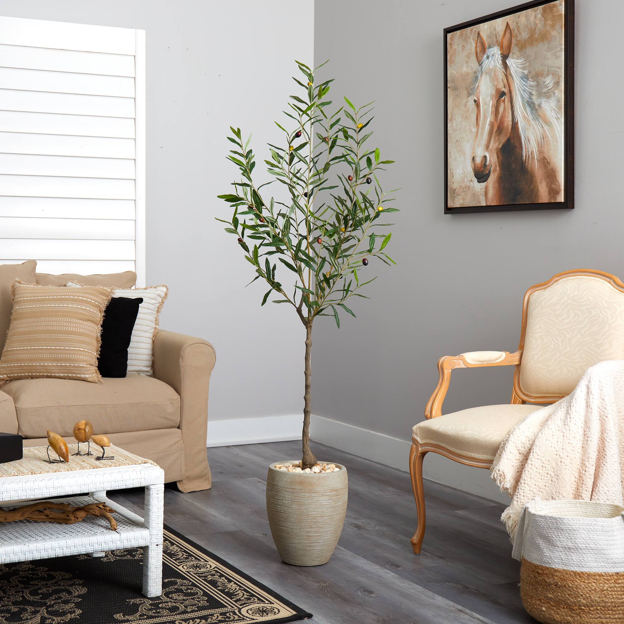 5.5ft. Olive Artificial Tree in Sand Colored Planter