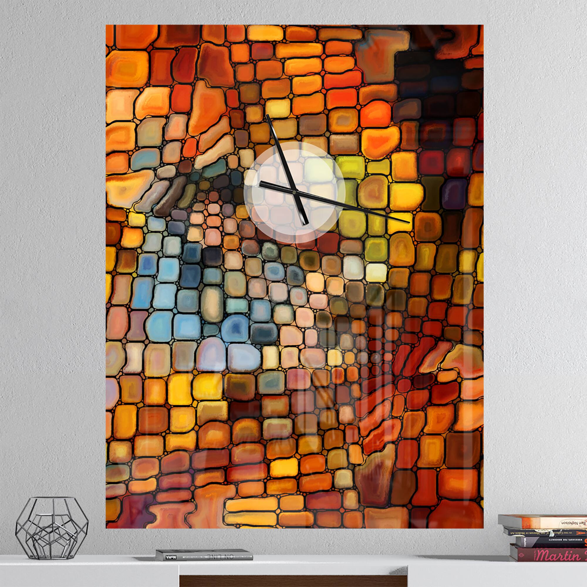Designart 'Dreaming Of Stained Glass Modern Rectangular Wall Clock
