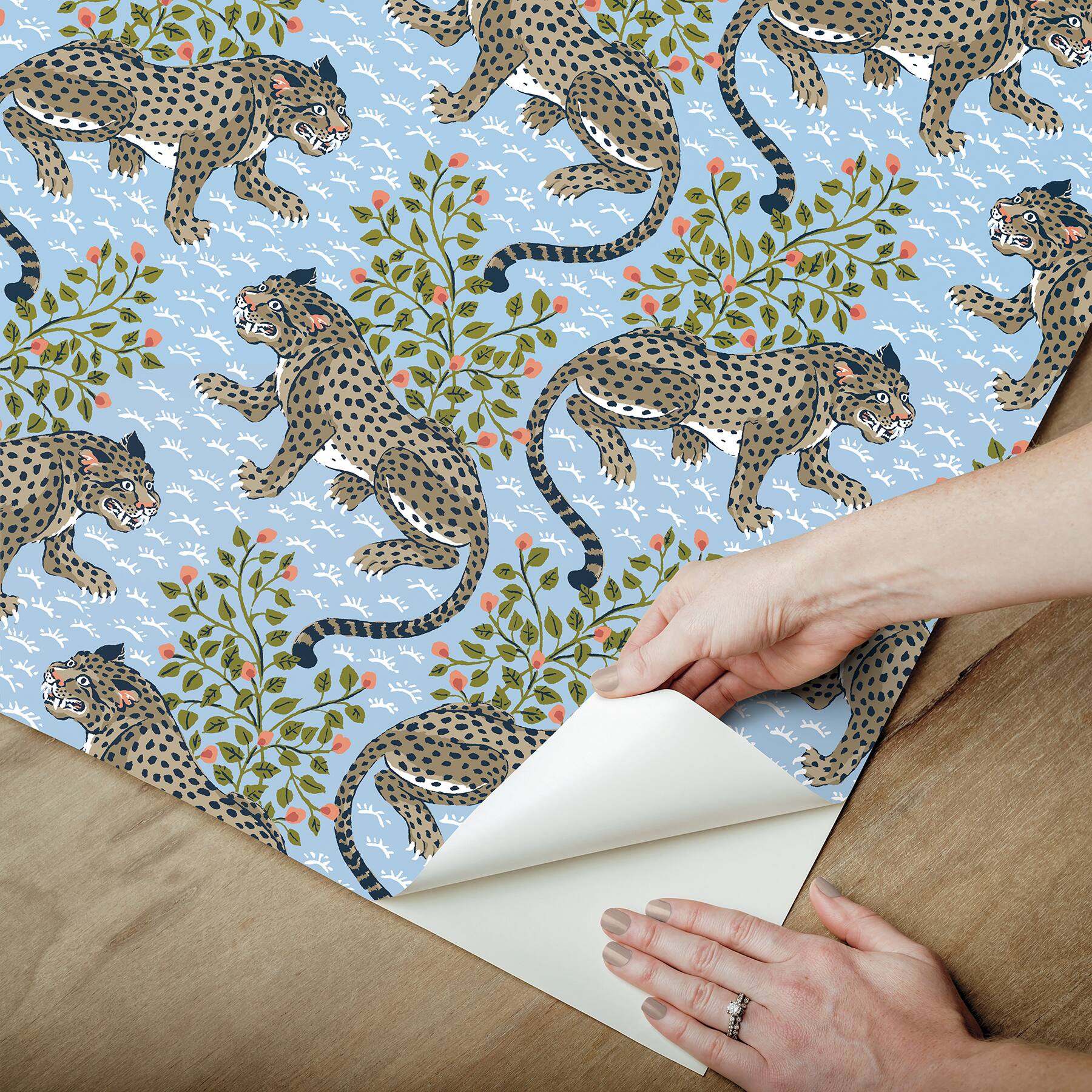 PrintFresh Bagheera Light Blue Peel & Stick Wallpaper