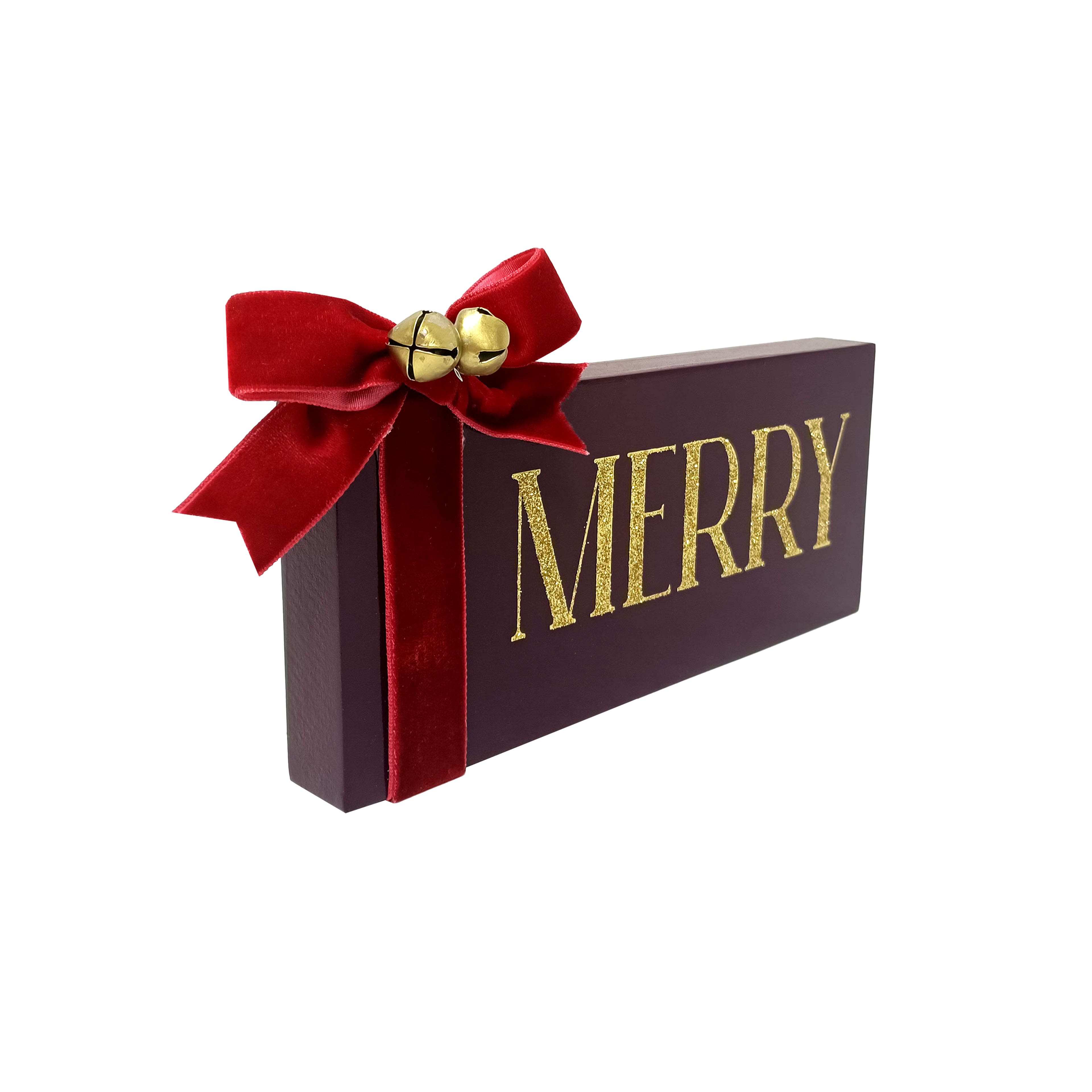 7&#x22; Black , Red &#x26; Gold Merry Tabletop D&#xE9;cor by Ashland&#xAE;