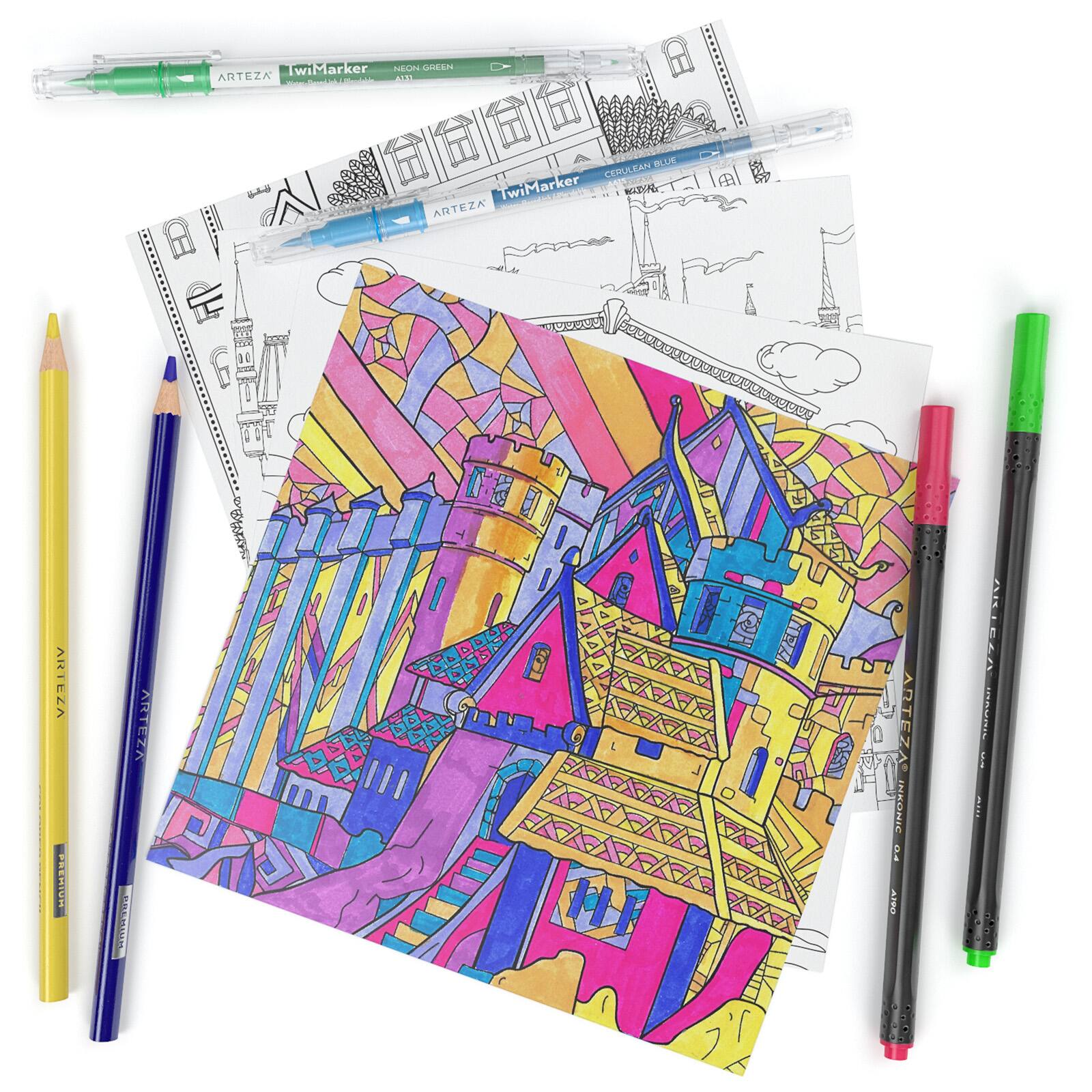 Arteza&#xAE; 6.4&#x22; x 6.4&#x22; Architecture Coloring Book