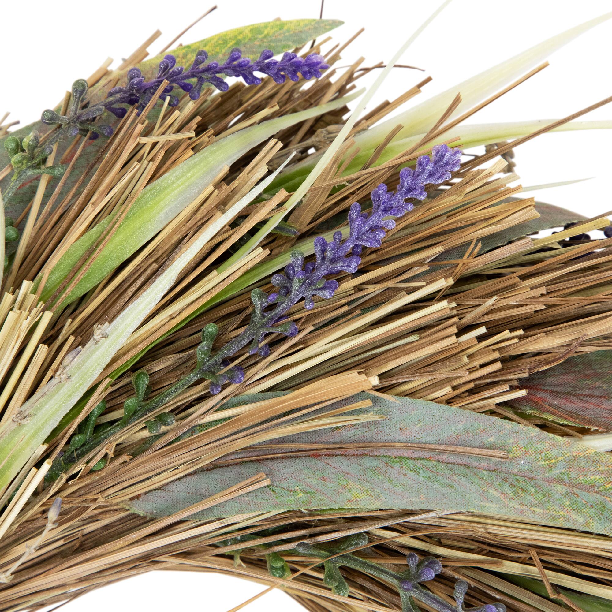 14" Artificial Grass and Lavender Spring Wreath