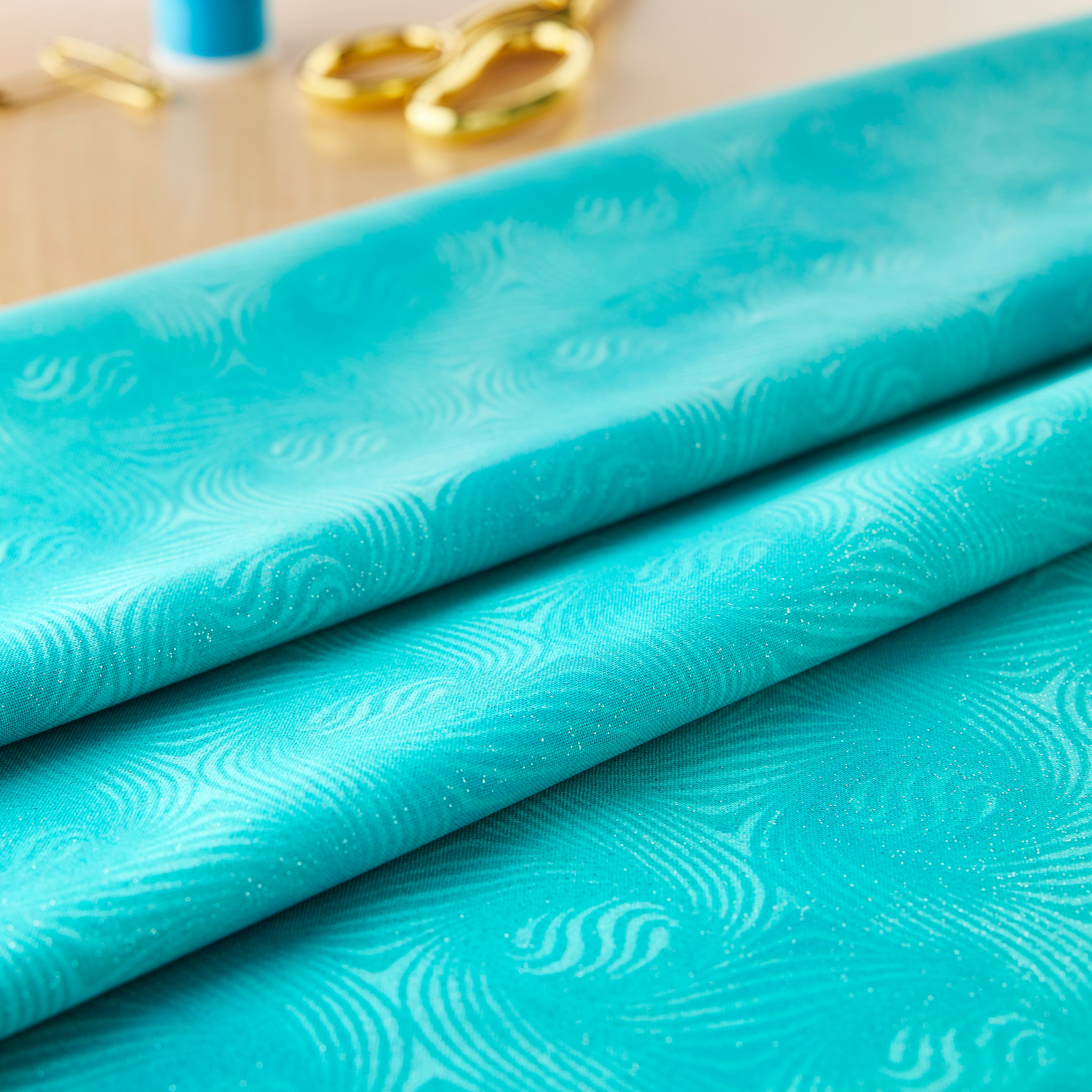 Fabric Traditions Teal Essential Glitter Tonal Cotton Fabric