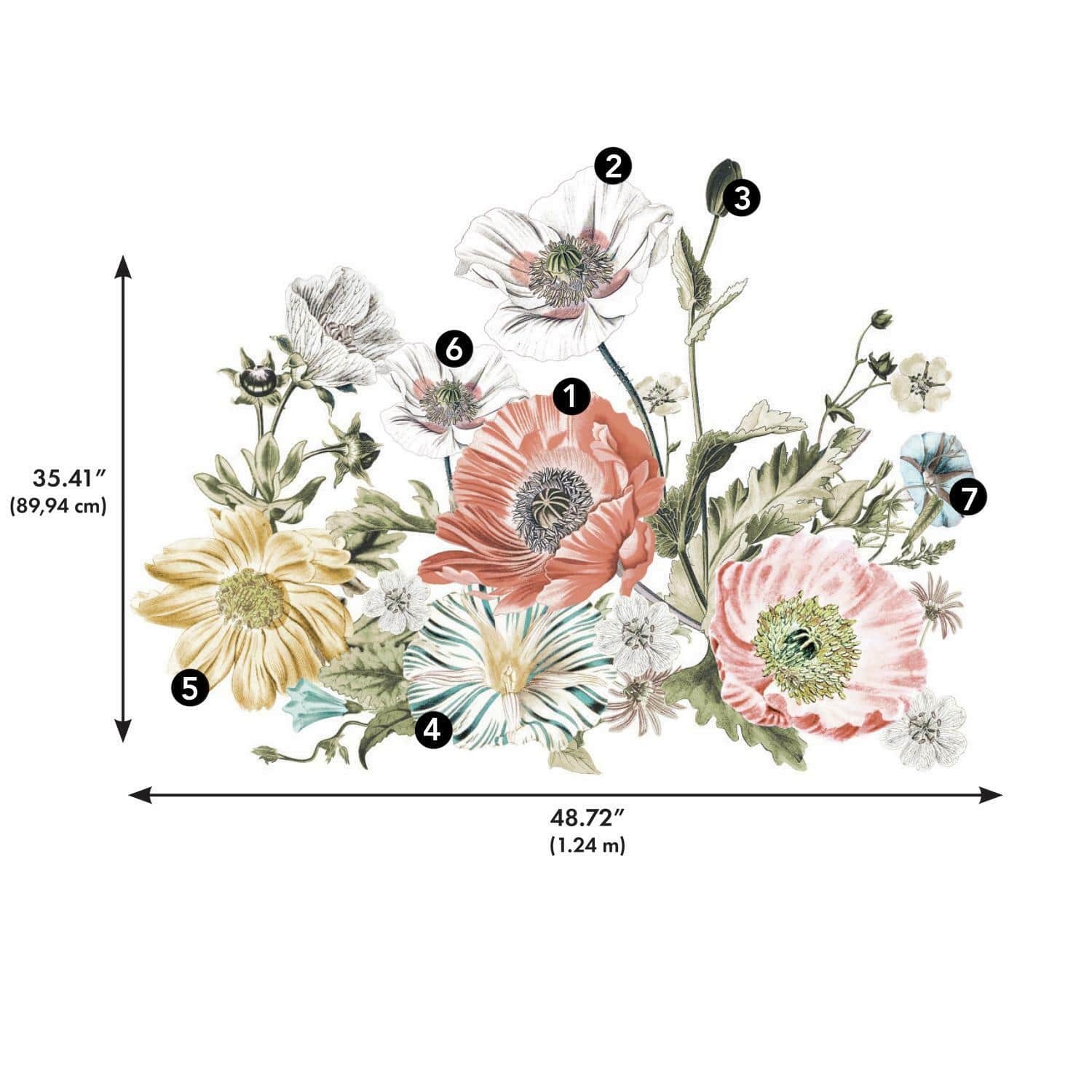 RoomMates Vintage Poppy Peel & Stick Giant Decals