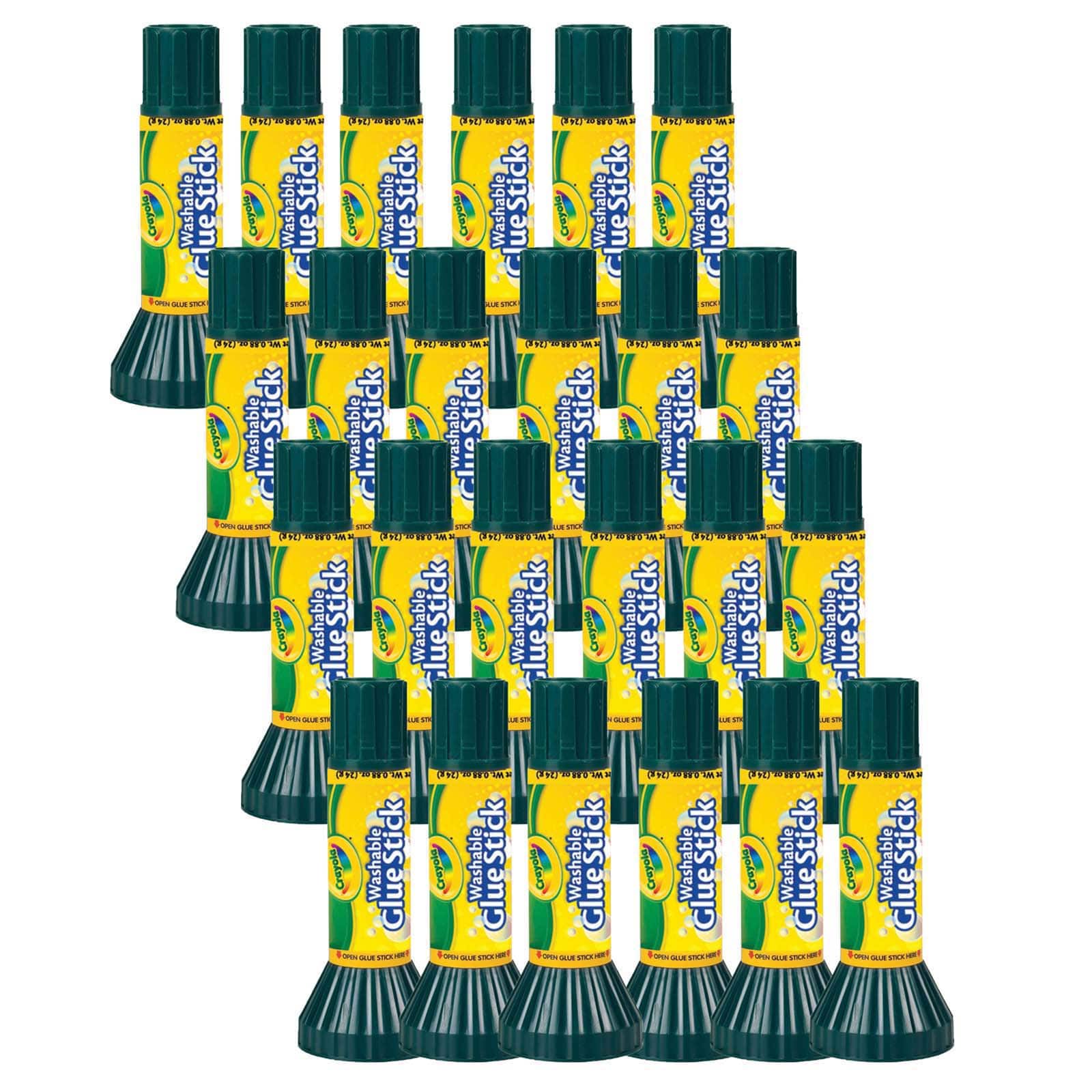 Crayola Washable Glue Sticks, Large, 24 Pack
