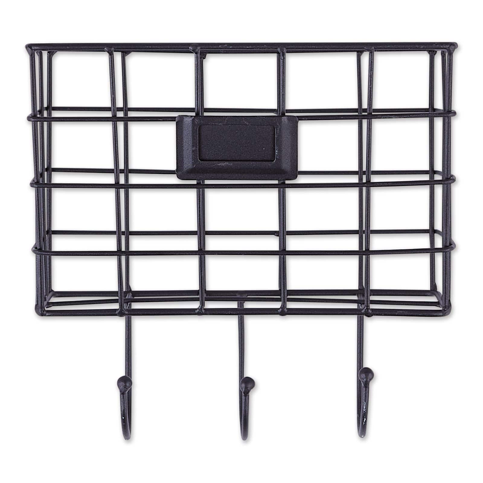 DII® 30" Black Farmhouse Wire Wall Organizer with Hooks