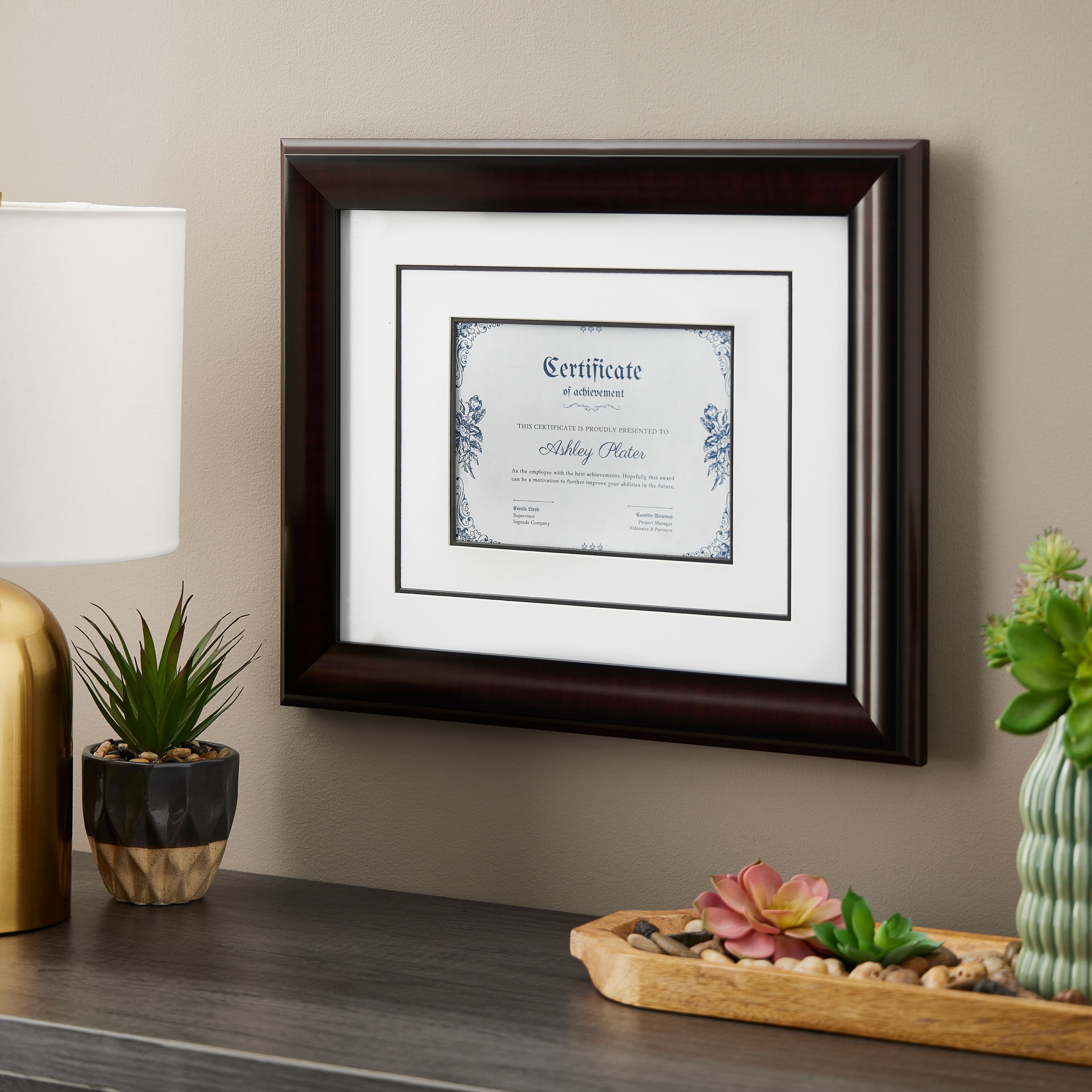 6" x 8" Mahogany Document Frame with Double Mat by Studio Décor®