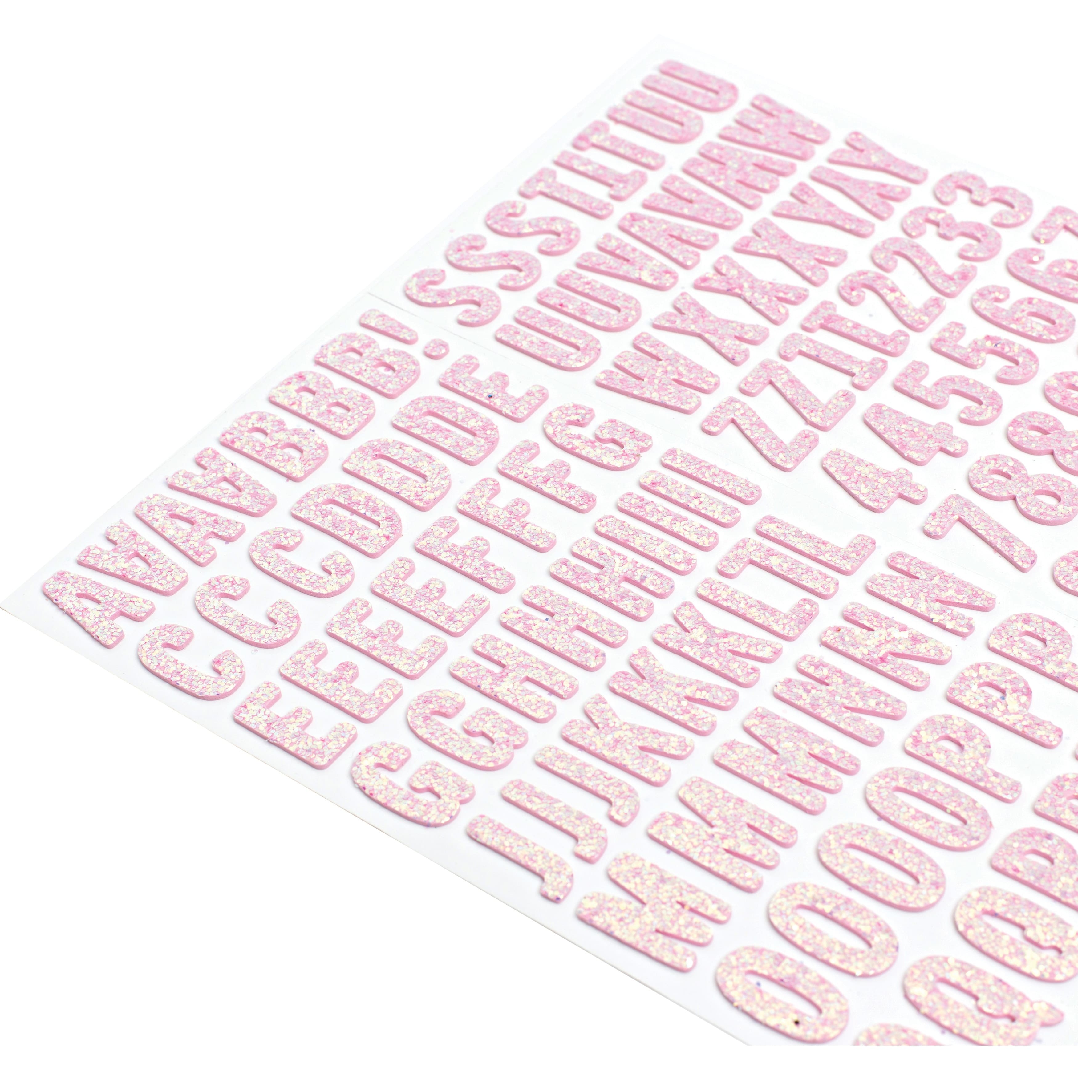 Thickers&#x2122; Pink Glitter Foam Alphabet Stickers