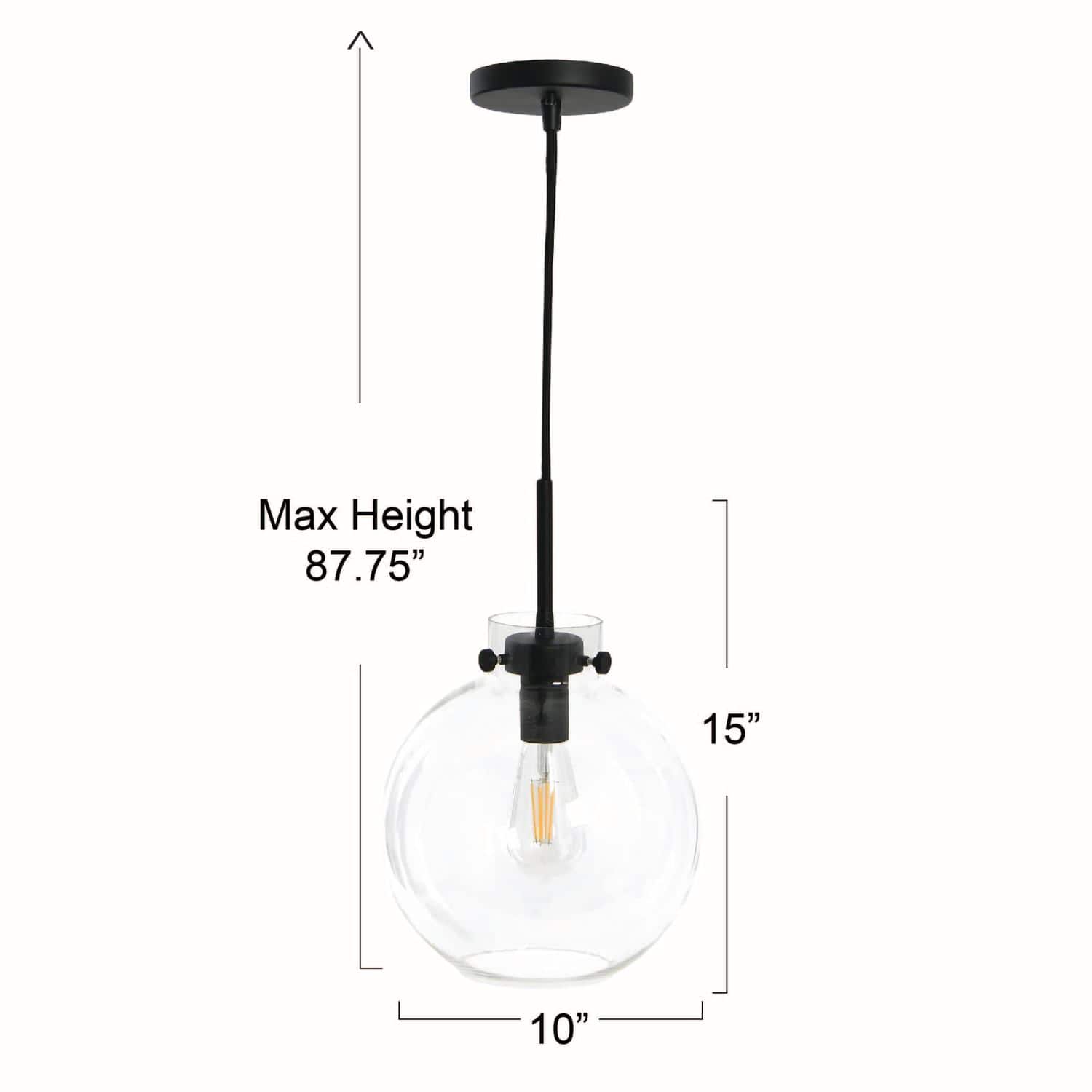 Hello Honey® Robert Stevenson Lighting Marson 15" Clear Glass & Matte Black Metal Ceiling Light