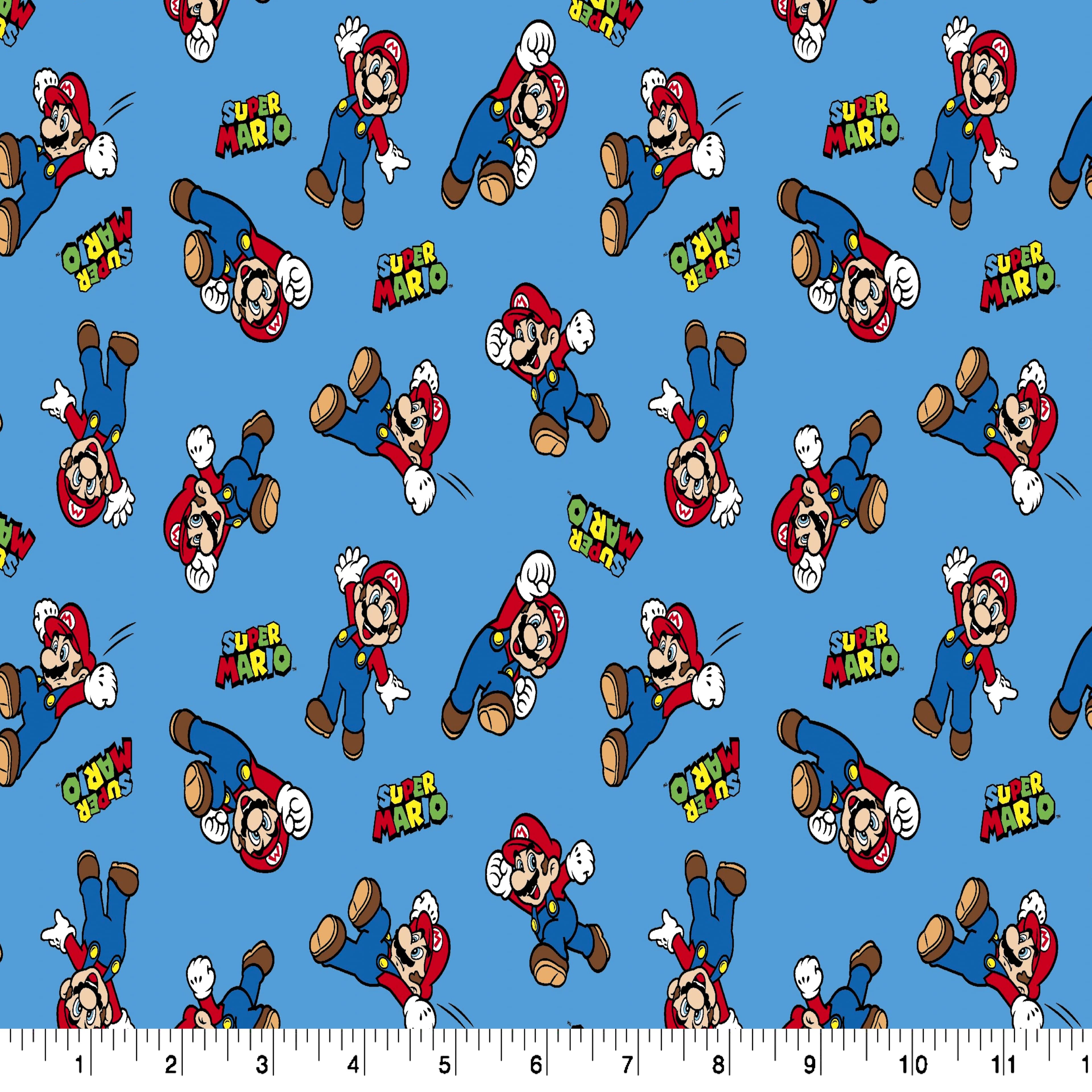 Nintendo&#xAE; Super Mario&#x2122; on Blue Cotton Fabric