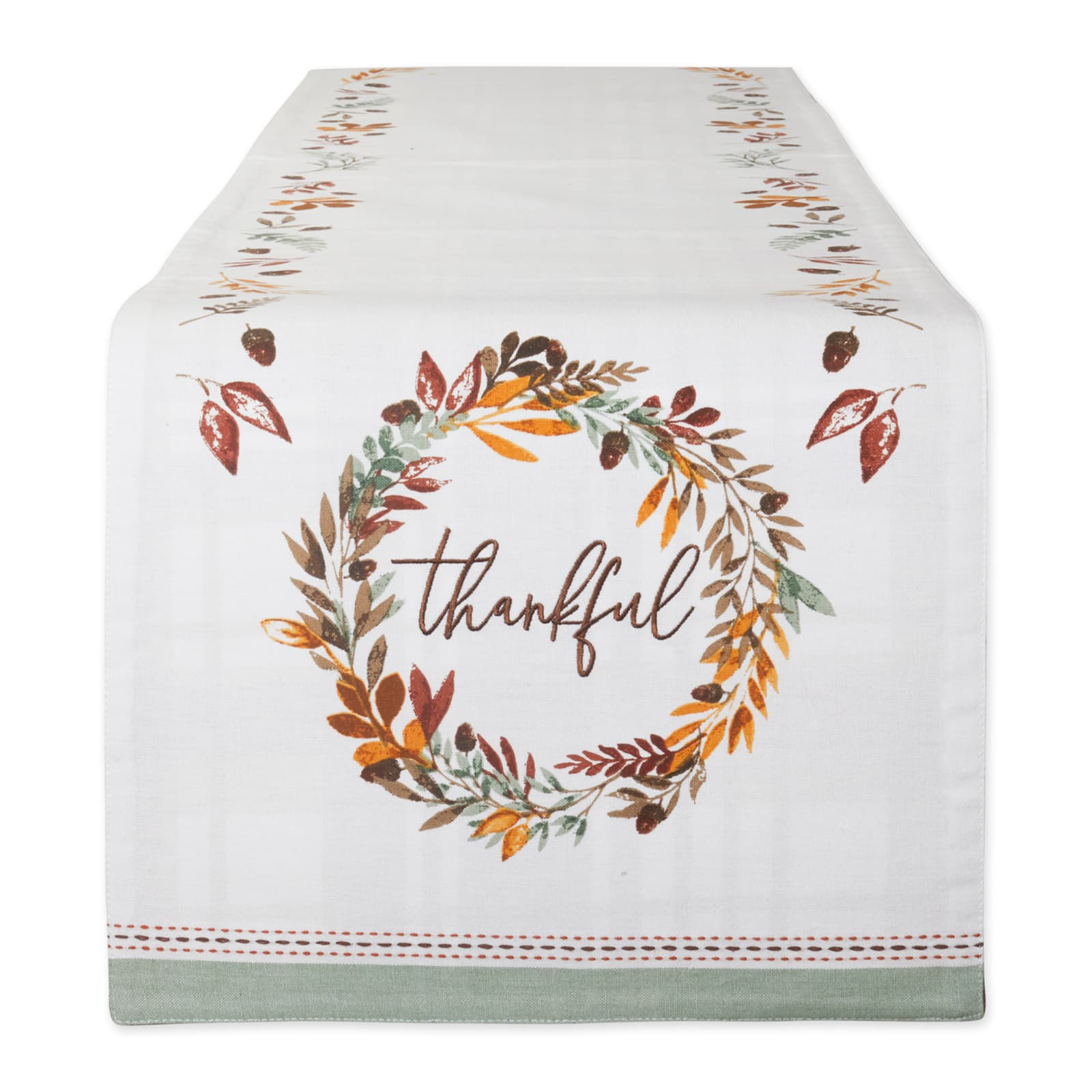 DII® 72" Thanksgiving Thankful Autumn, Fall Leaves, Reversible Table Runner
