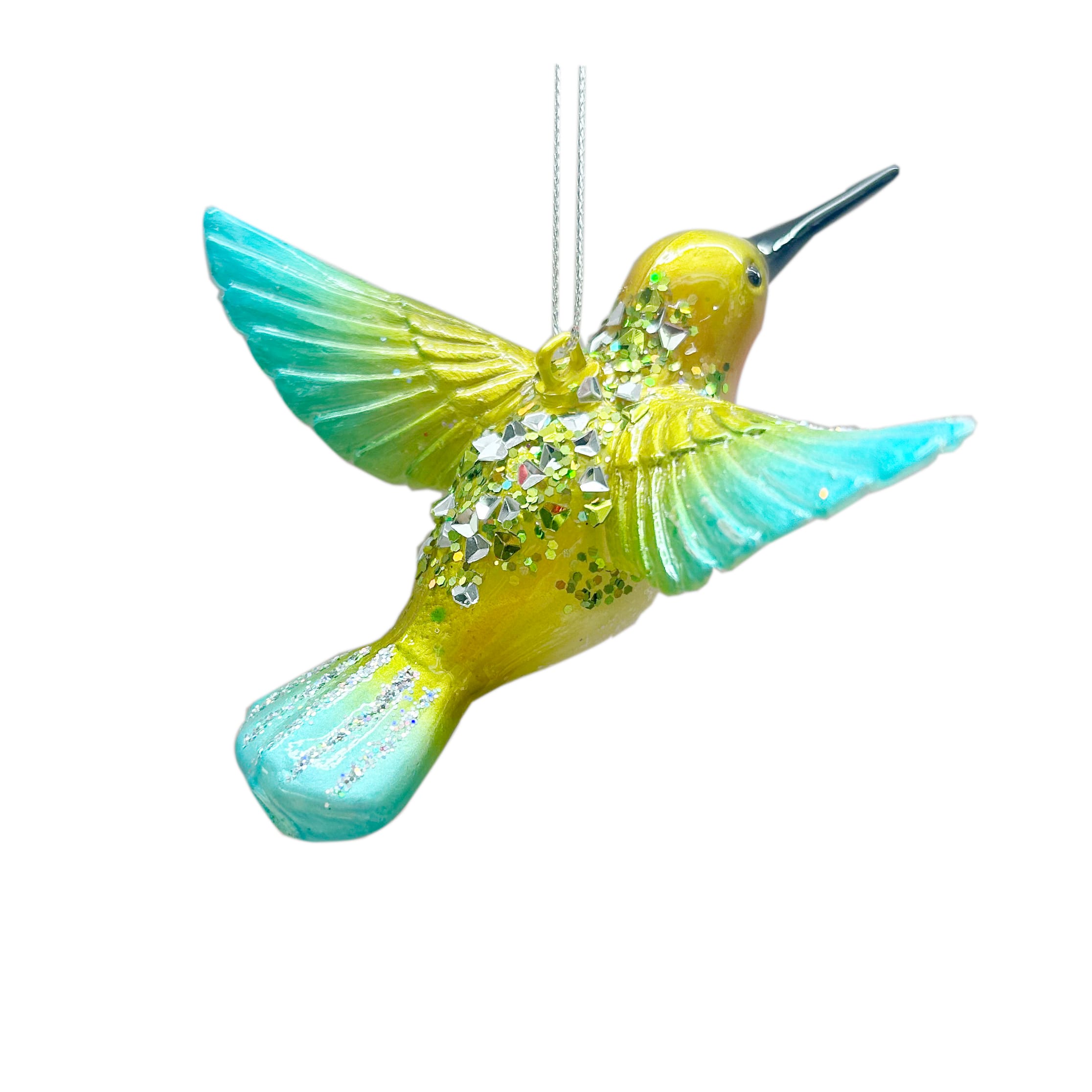 5.25&#x22; Blue &#x26; Yellow Hummingbird Glass Ornament by Ashland&#xAE;