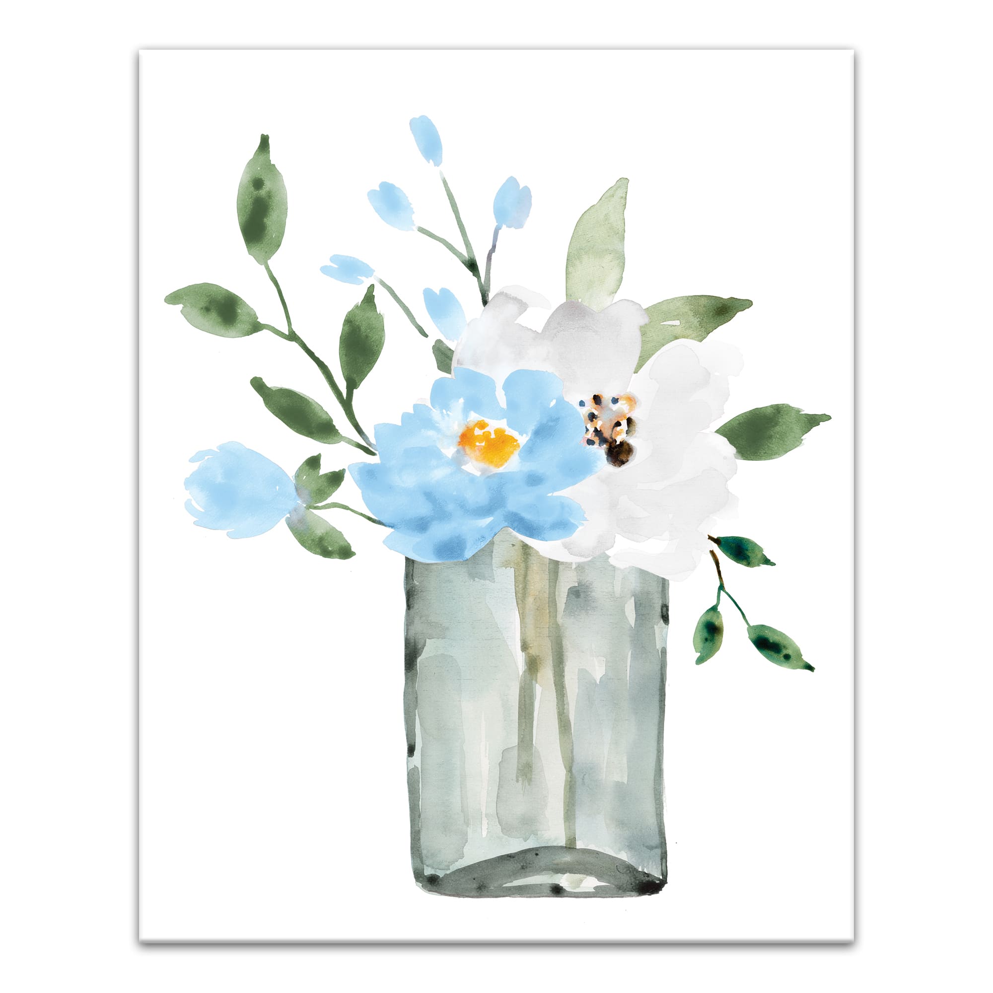 Bright Blue Floral Vase 16" x 20" Canvas Wall Art