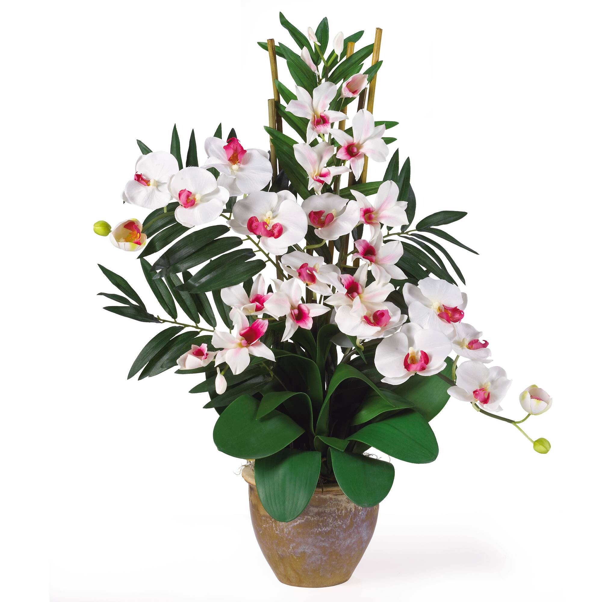 29" Double Phalaenopsis & Dendrobium Silk Orchid Arrangement