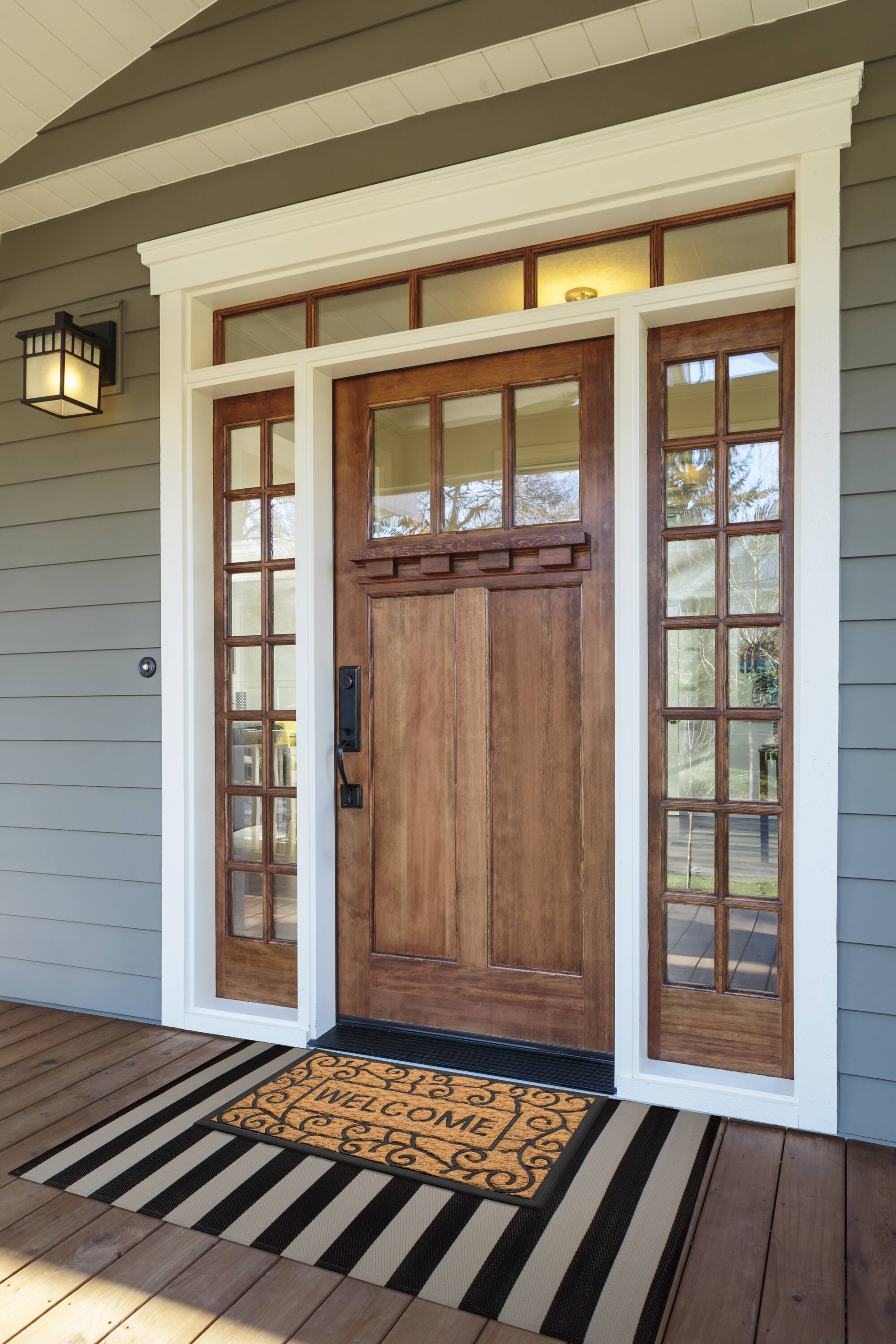 DII&#xAE; Tuffridge Light Swirls Welcome Coir &#x26; Rubber Doormat