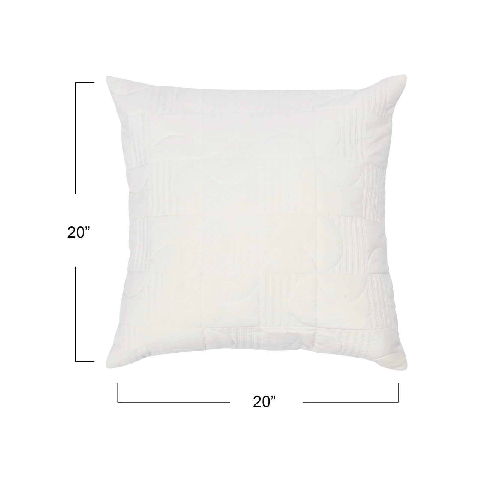 White Square Modern Geometric Quilted Pillow Cover