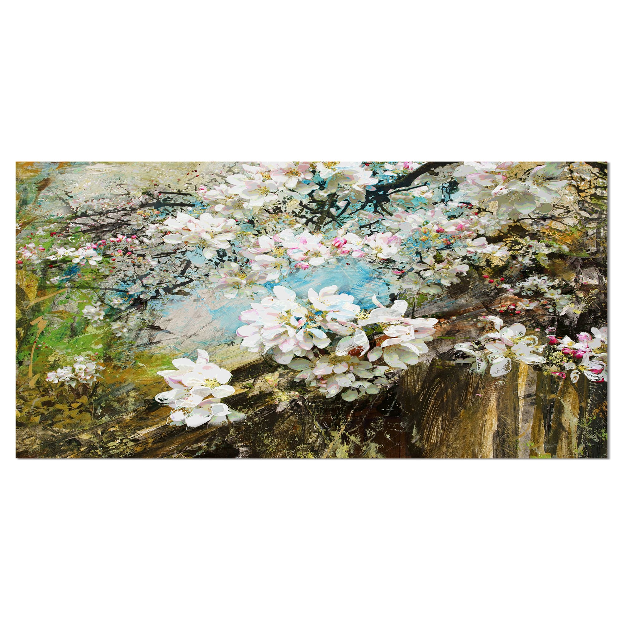 Designart - Apple Blossoms With White Flowers - Floral Art Canvas Print