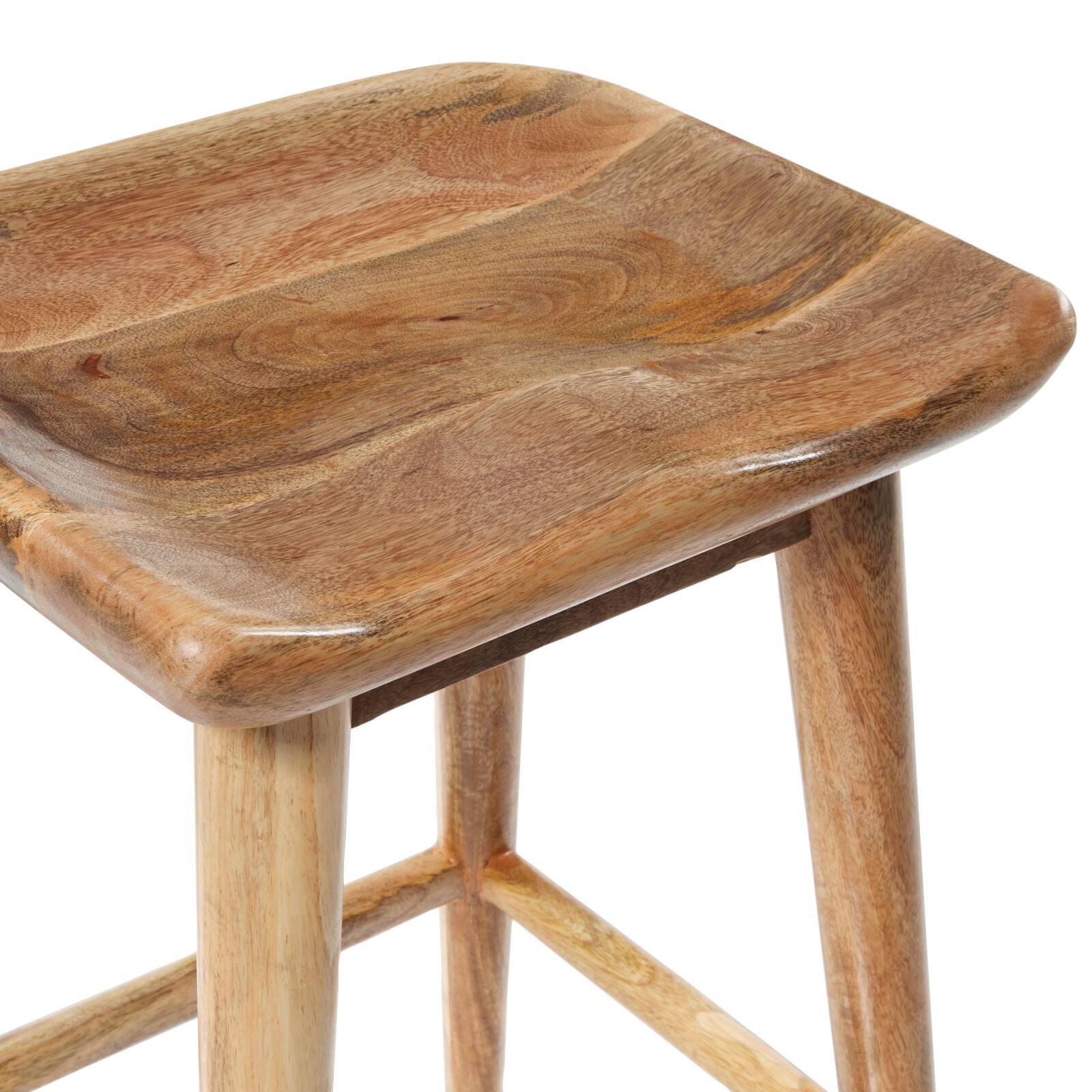 Brown Wood Contemporary Stool, 24" x 17" x 14"