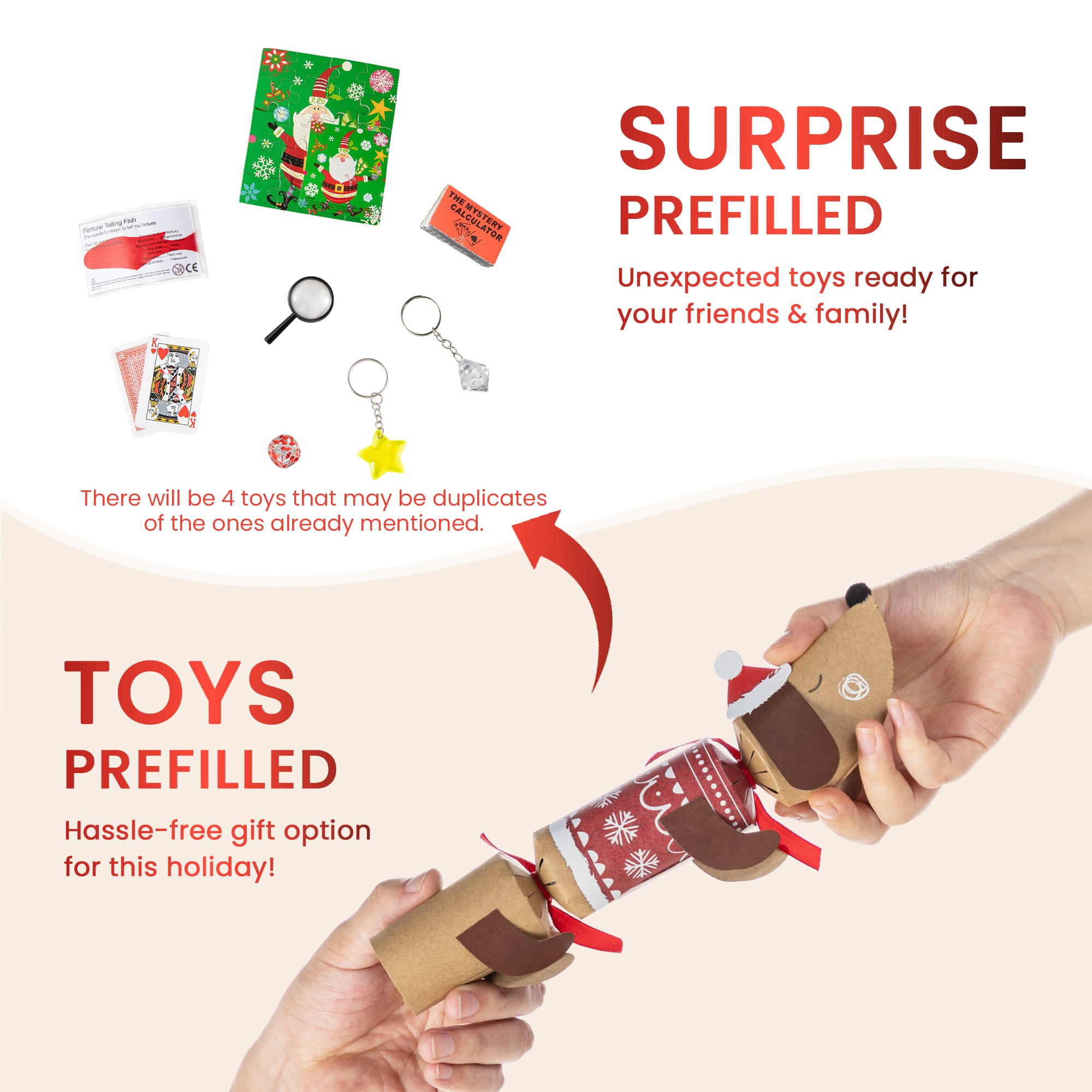 Glitzhome® 12PK 1.5"D x 10"H Dogs Christmas Party Crackers with Gift Contents