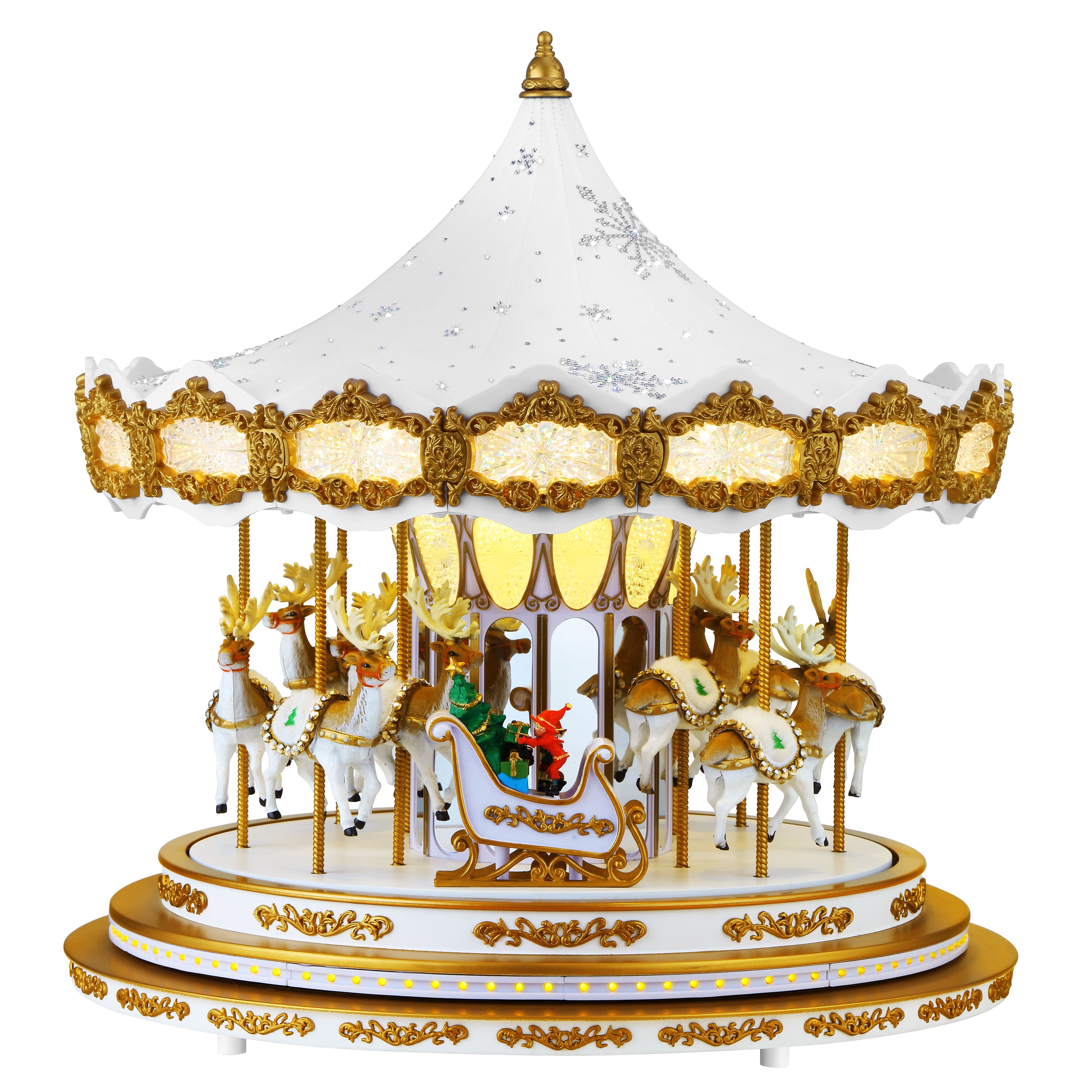90th Anniversary Collection 17&#x22; White Animated &#x26; Musical LED Crystal Carousel Accent