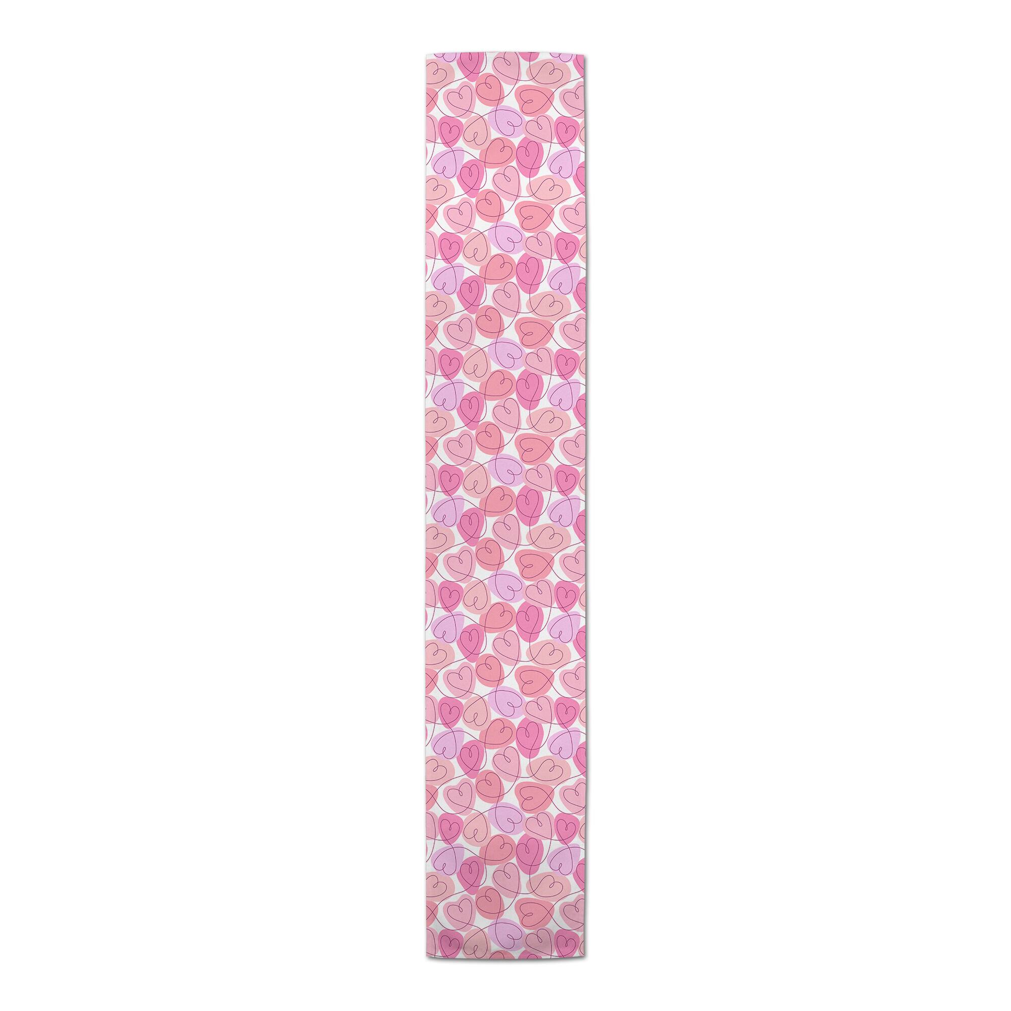 Pink Interconnected Heart Twill Table Runner