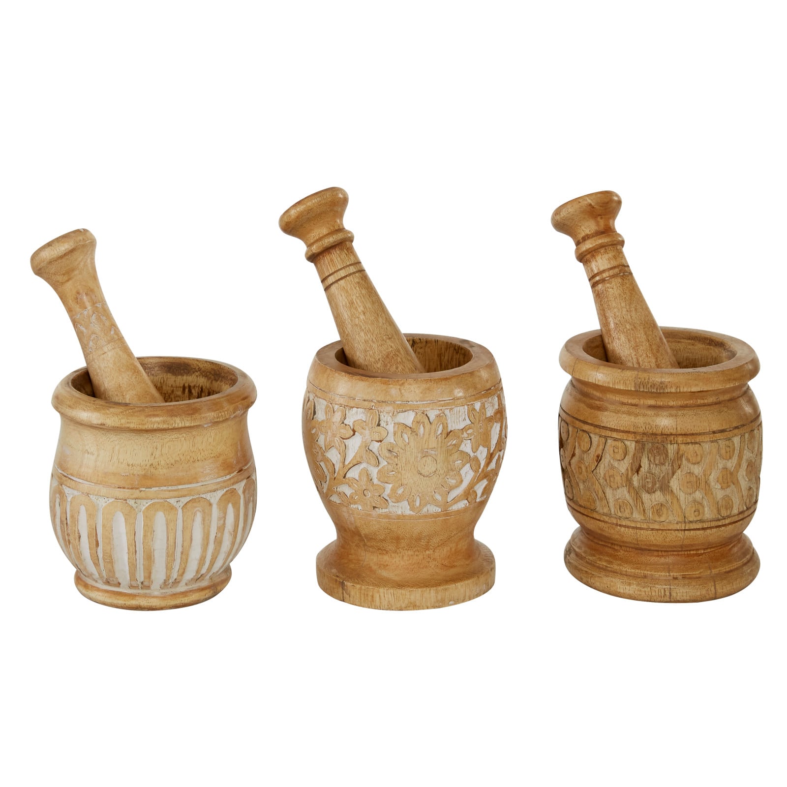Brown Mango Wood Country Cottage Mortar &#x26; Pestle Sets