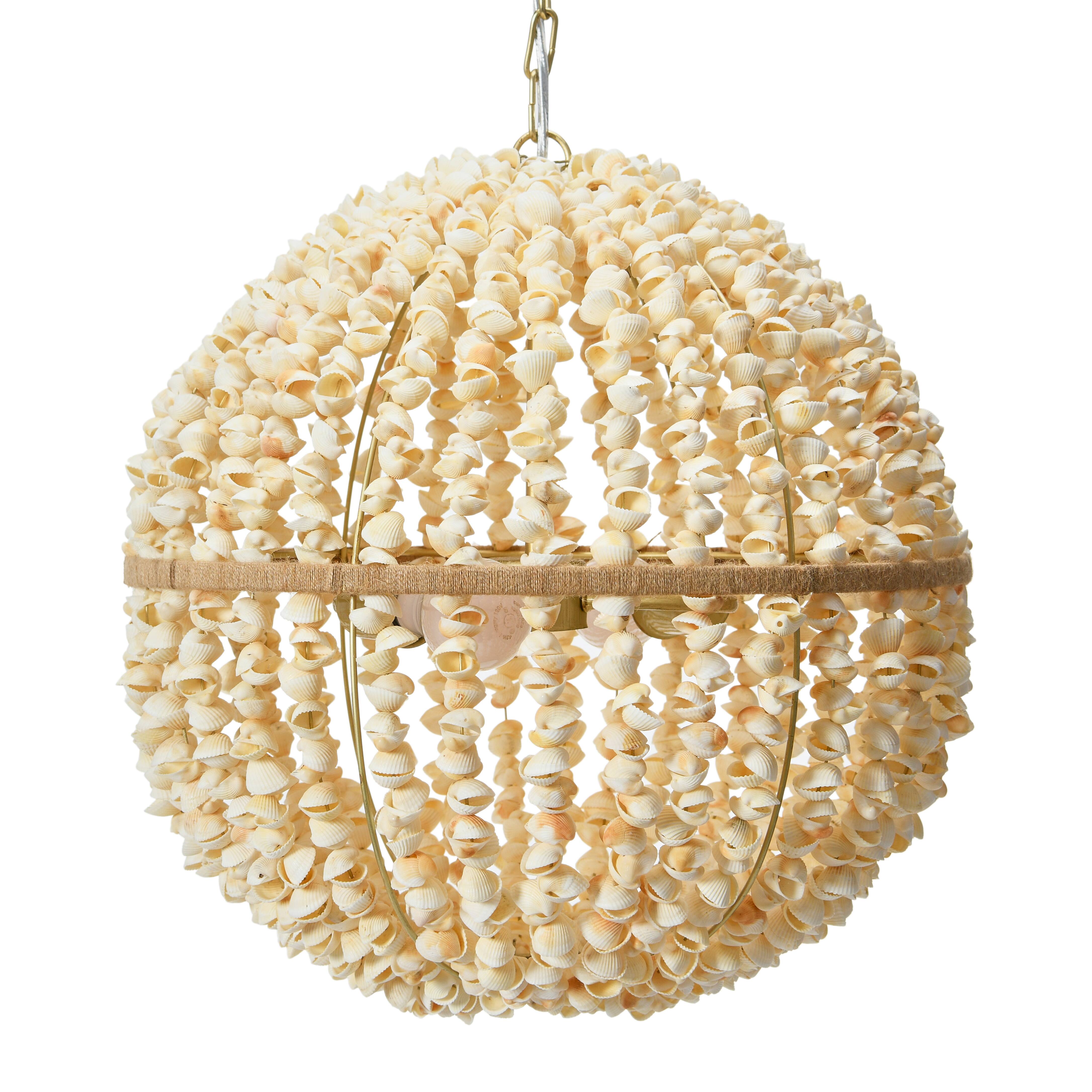 Hello Honey® 19" Round Ball Metal and Shell Ceiling Light