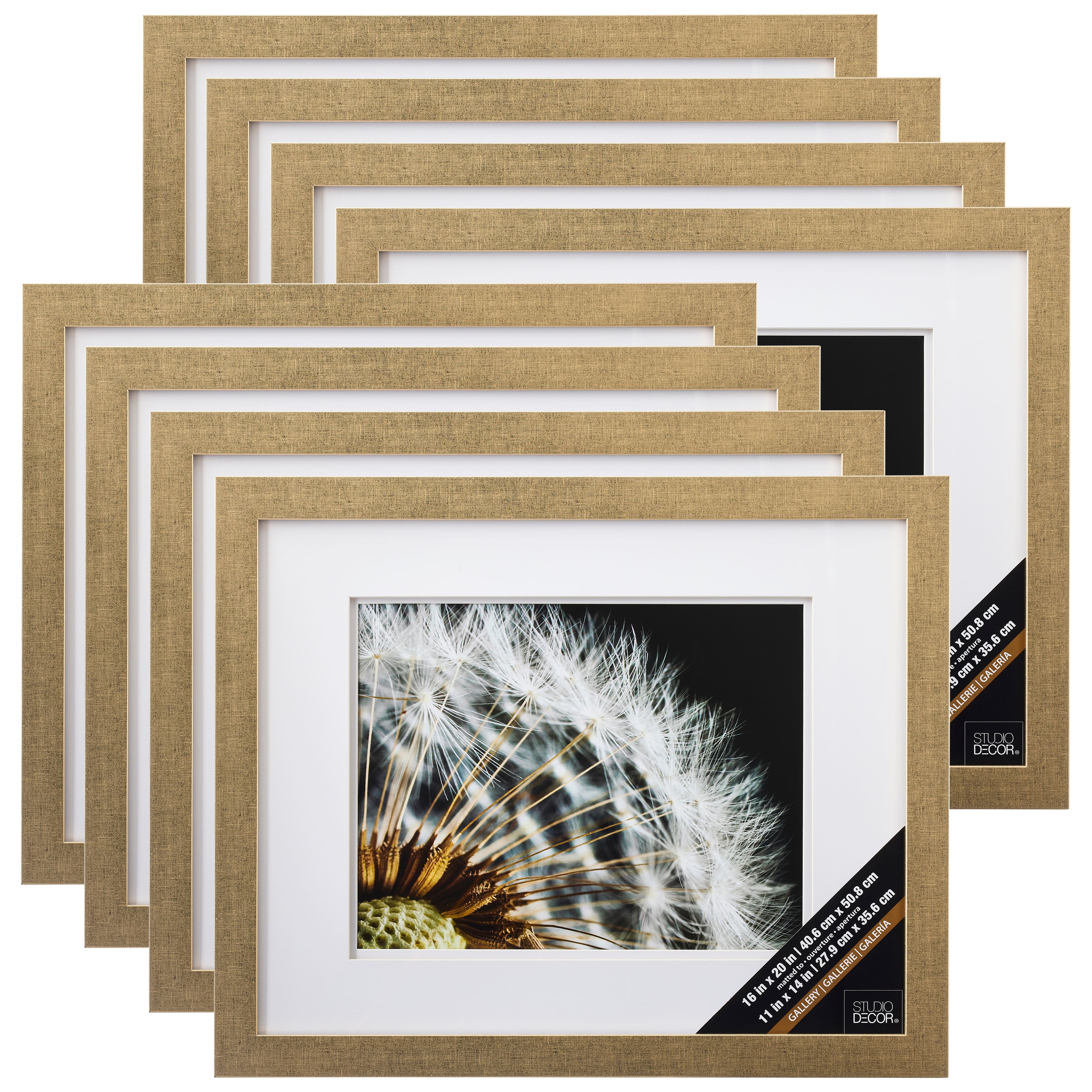 8 Pack: Champagne Wall Frame with Double Mat, Gallery by Studio D&#xE9;cor&#xAE;