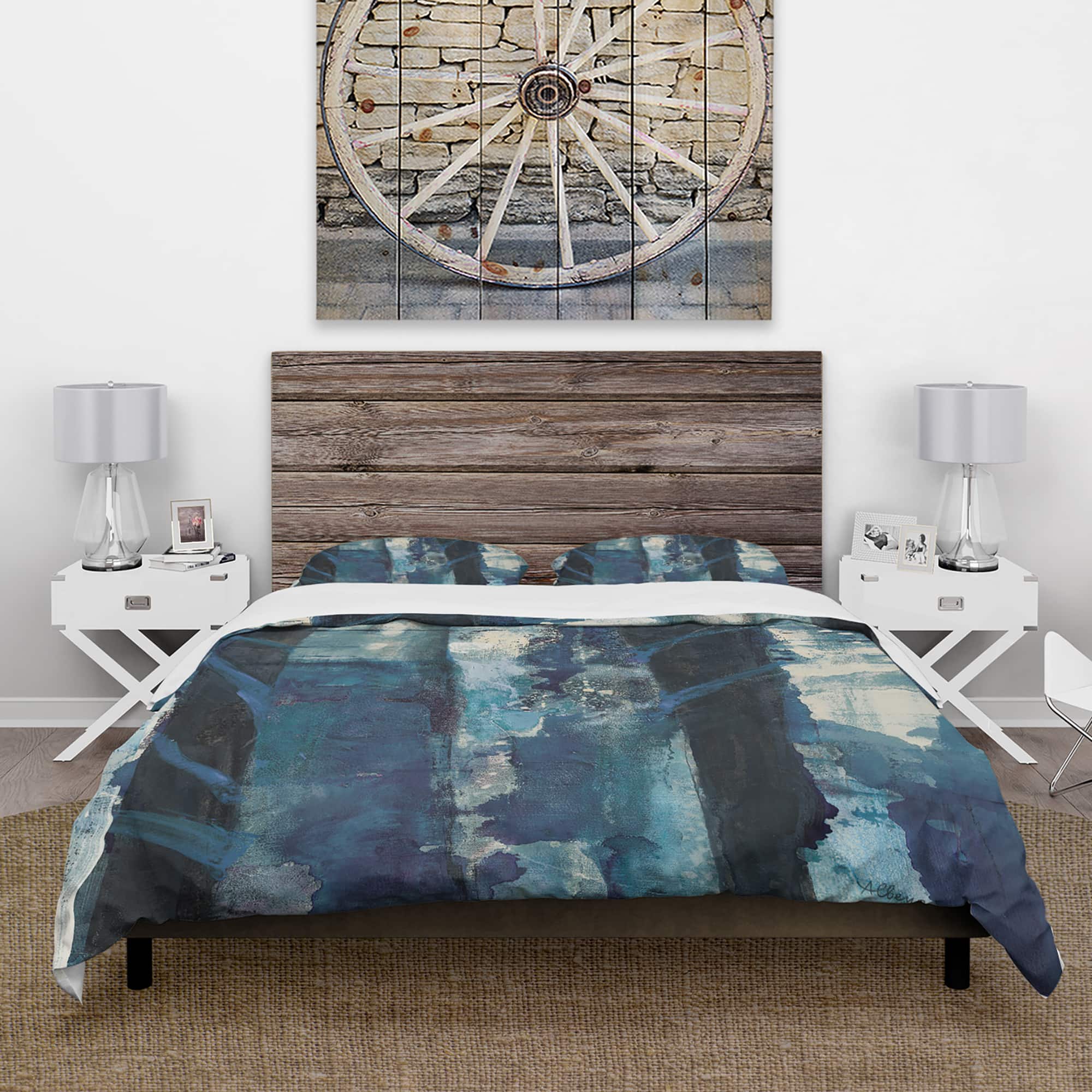 Designart &#x27;Deep Woods I Indigo&#x27; Cottage Bedding Set - Duvet Cover &#x26; Shams