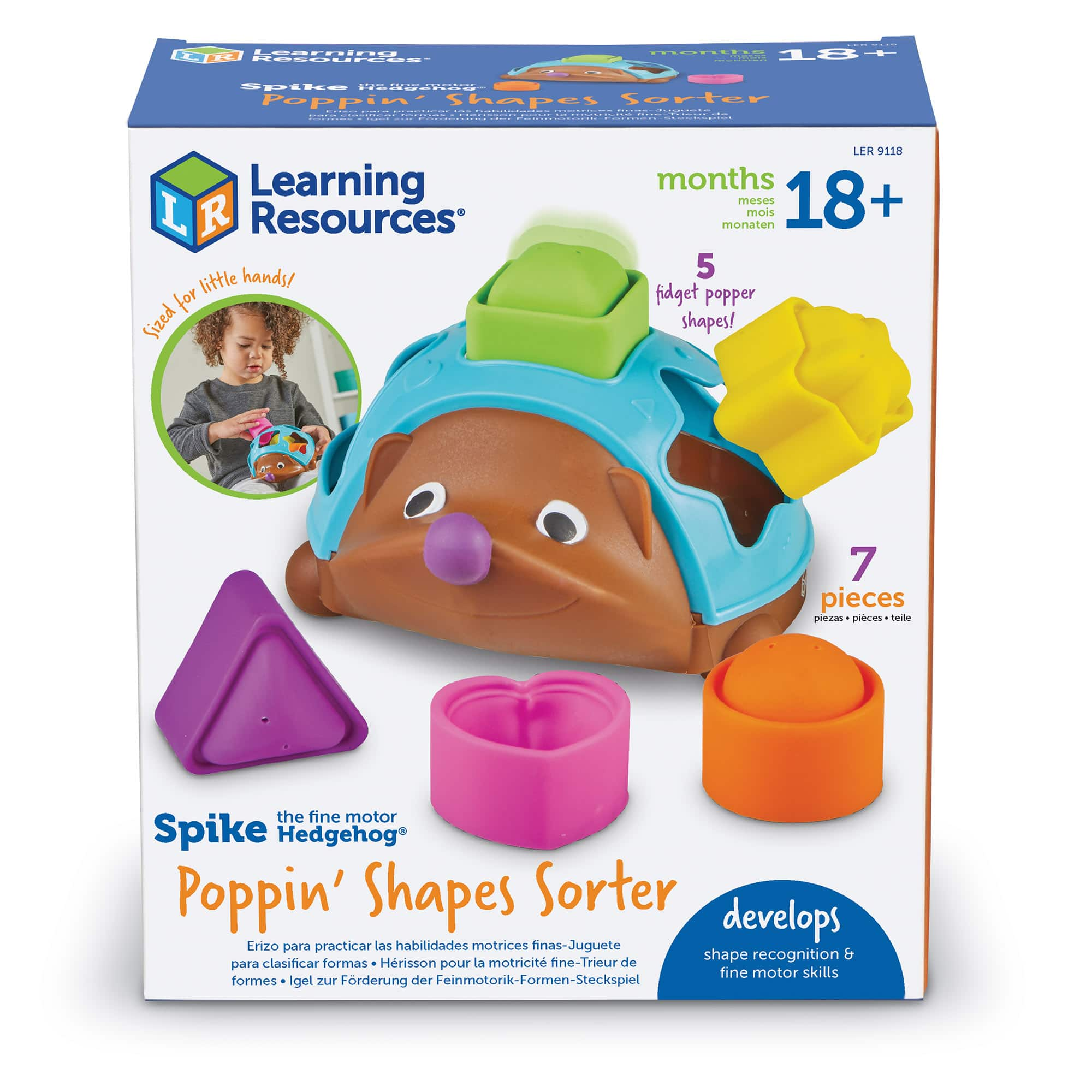 Learning Resources Spike the Fine Motor Hedgehog Poppin&#x27; Shapes Sorter