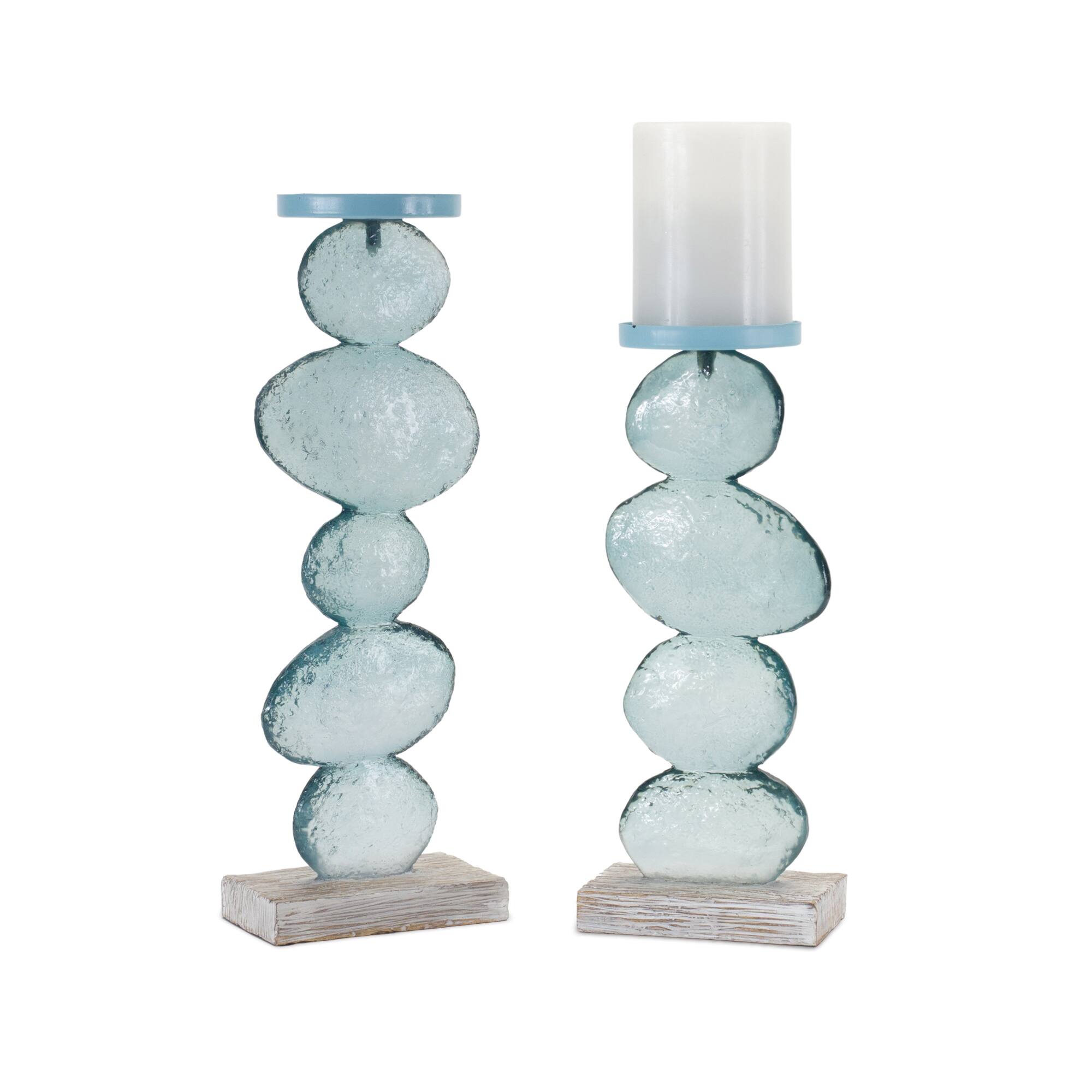 Stacking Rocks Candle Holder Set, 12" & 14"