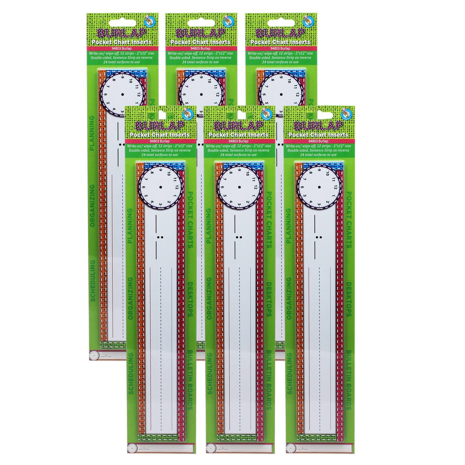 Burlap Stitched Scheduling & Sentence Pocket Chart Inserts, 72ct