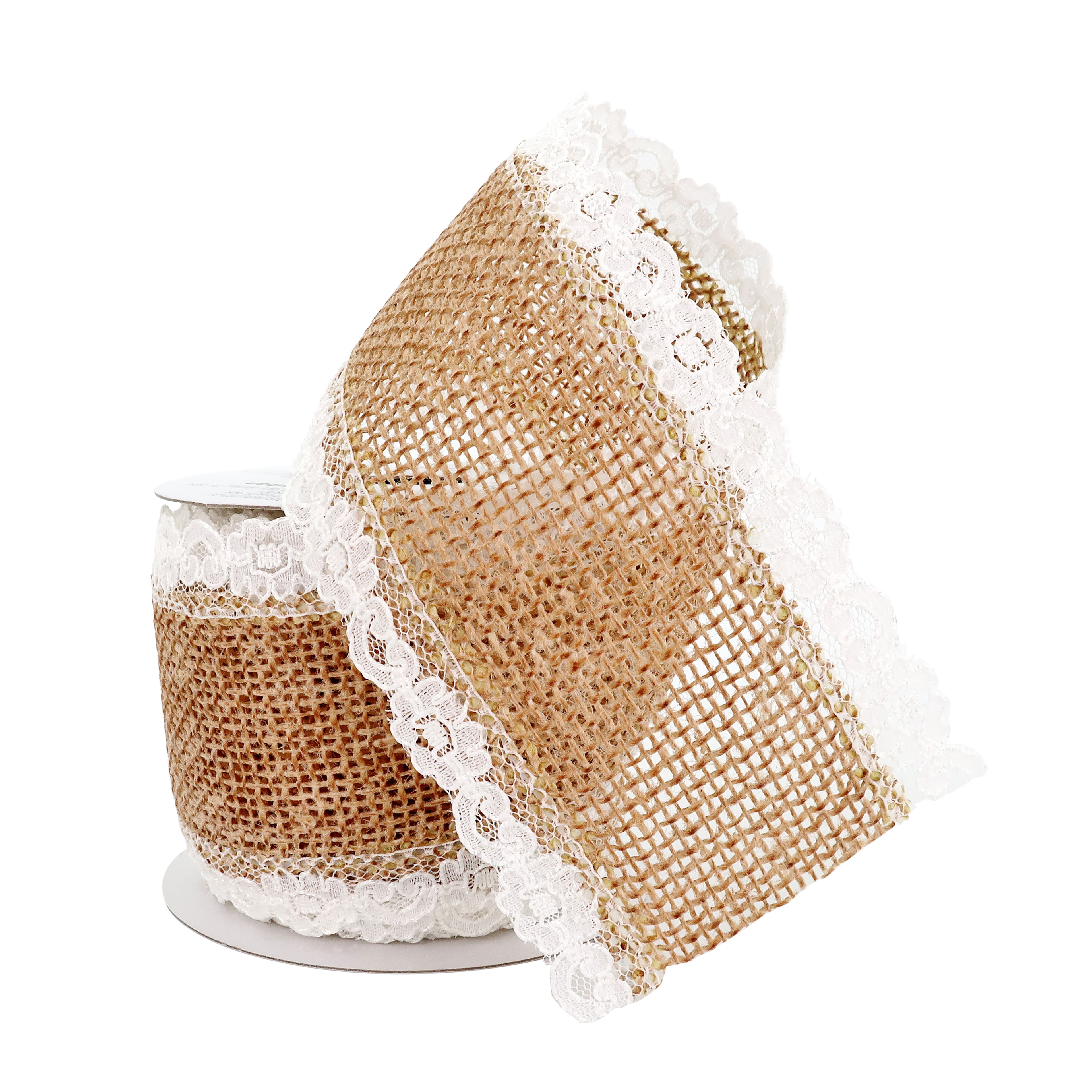 2.5" x 3yd. Faux Burlap & Lace Ribbon by Celebrate It® Classic