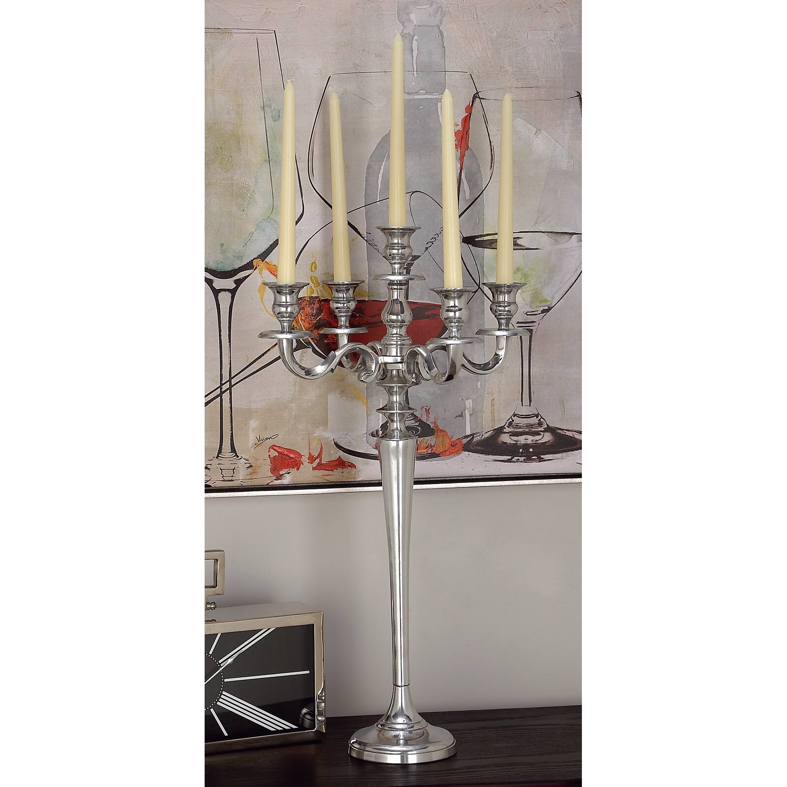 24'' Silver Aluminum Traditional Candle Holder Michaels