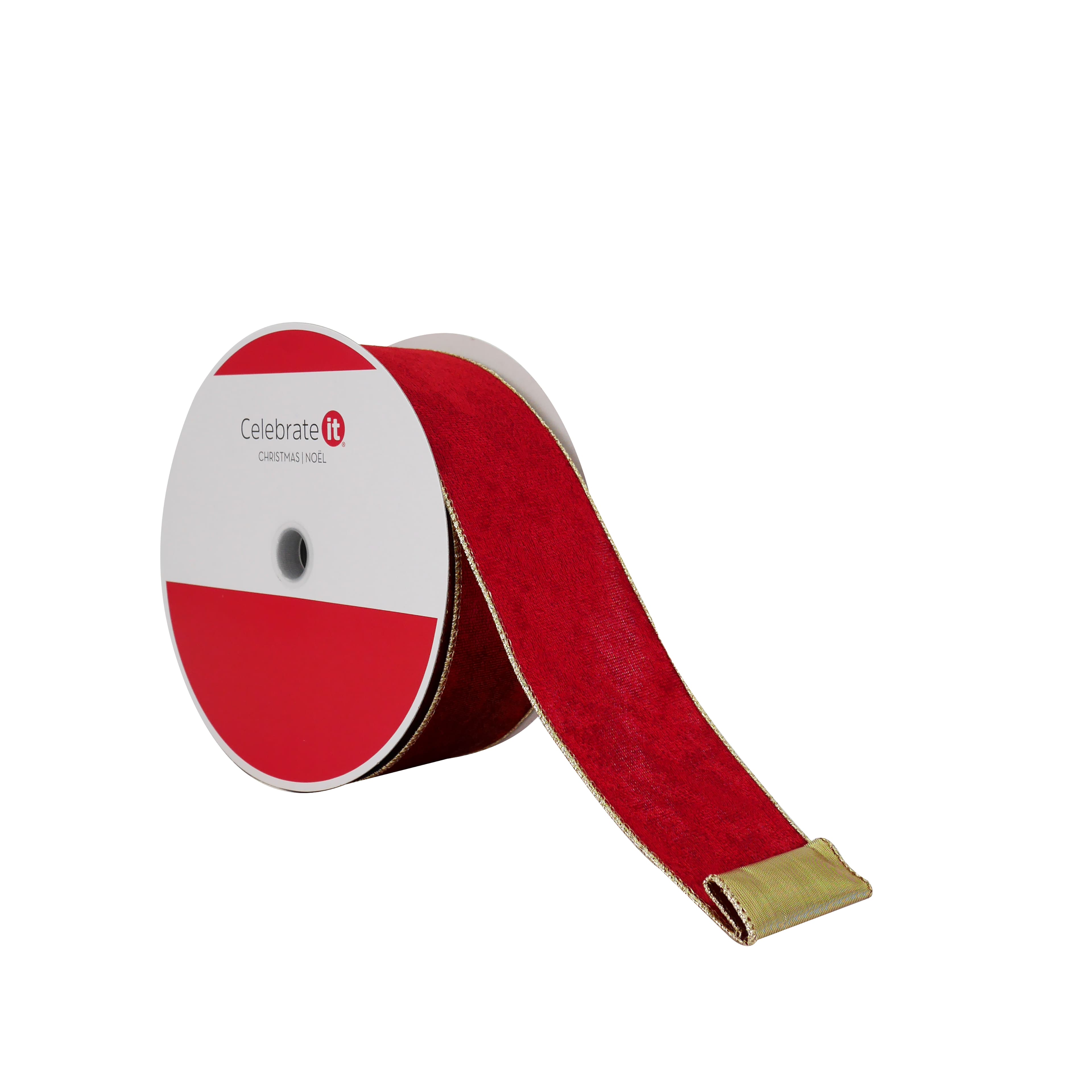 2.5&#x22; x 60ft. Burgundy Velvet with Gold Back Wired Jumbo Ribbon by Celebrate It&#xAE;