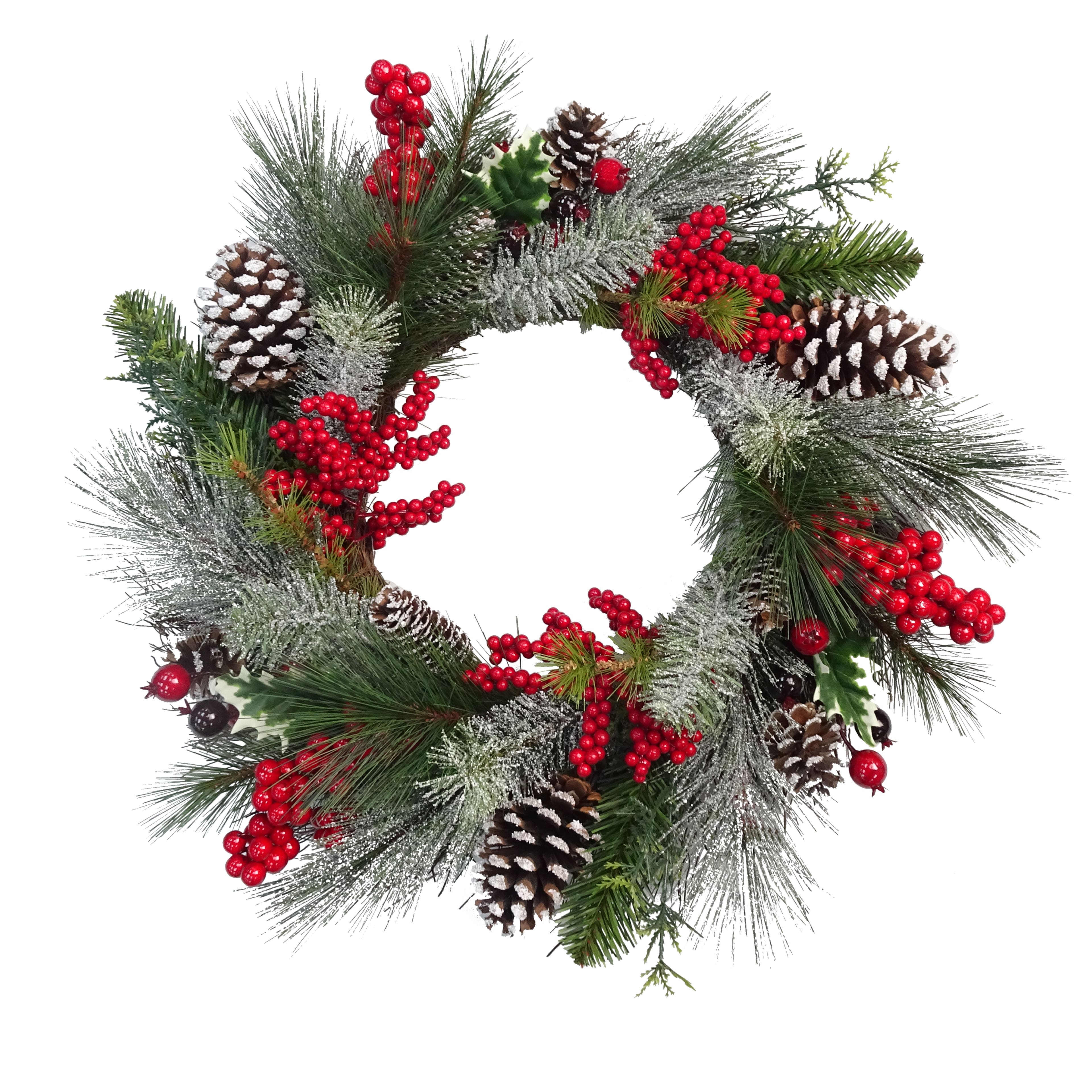 24&#x22; Snowy Pinecone &#x26; Red Berry Wreath by Ashland&#xAE;