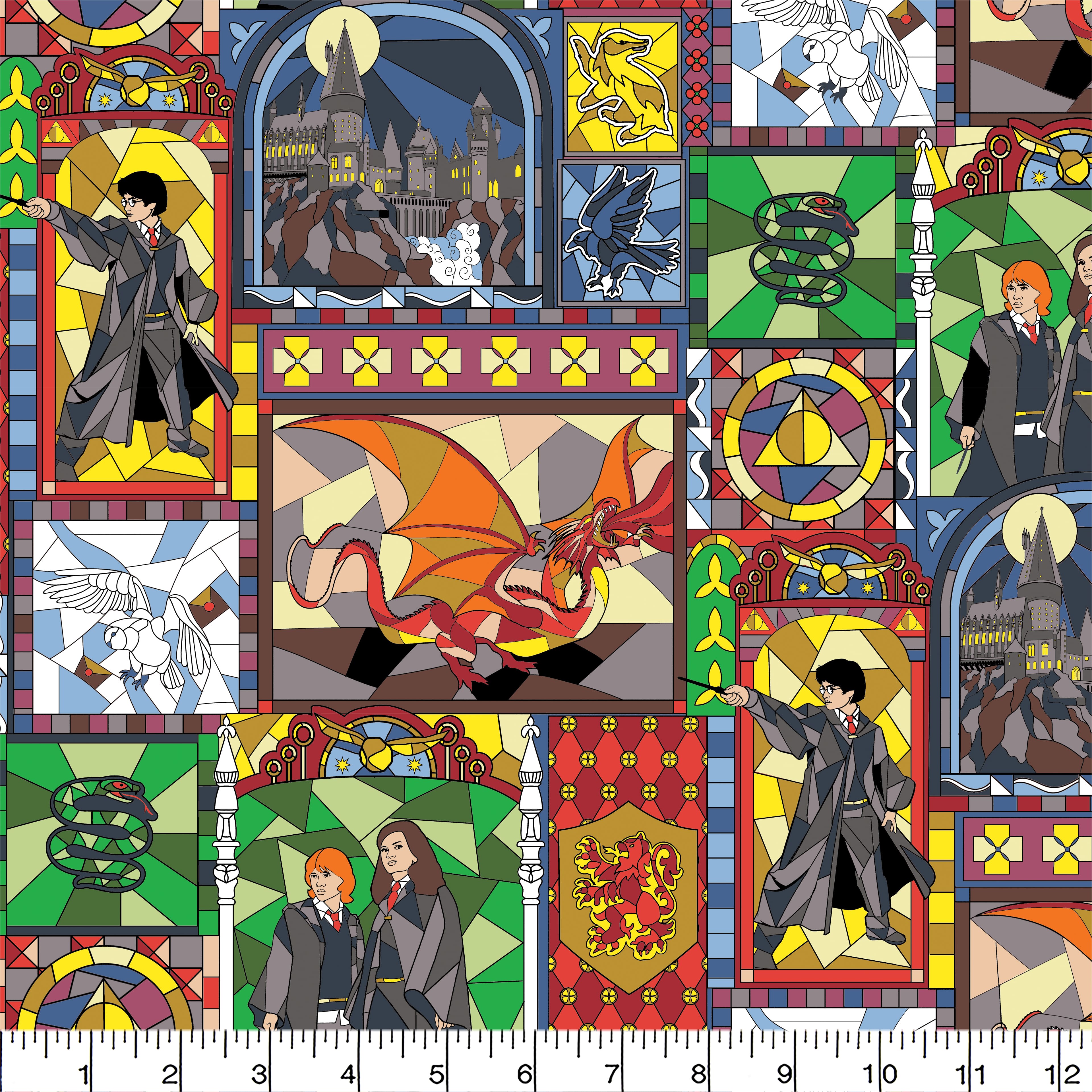 Harry Potter™ Stained Glass Cotton Fabric