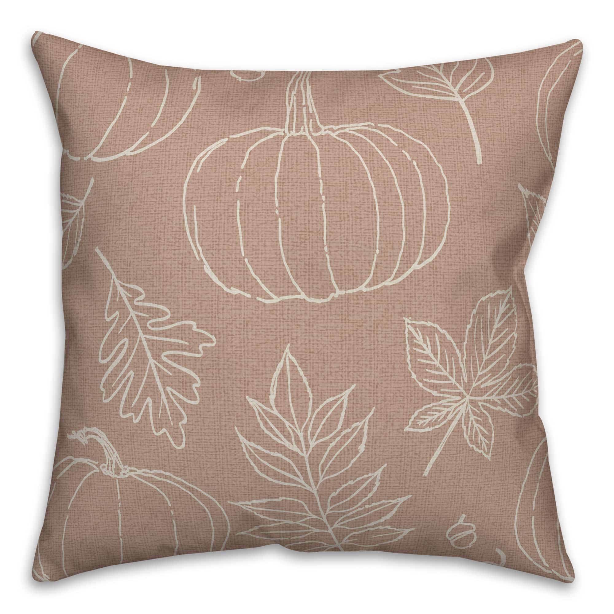 Dusty Rose Fall Pattern Throw Pillow