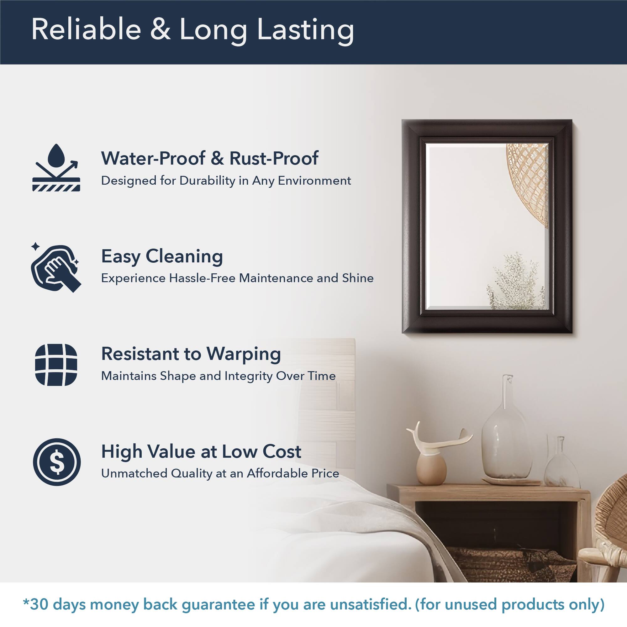 Head West 30" Espresso Framed Wall Vanity Mirror